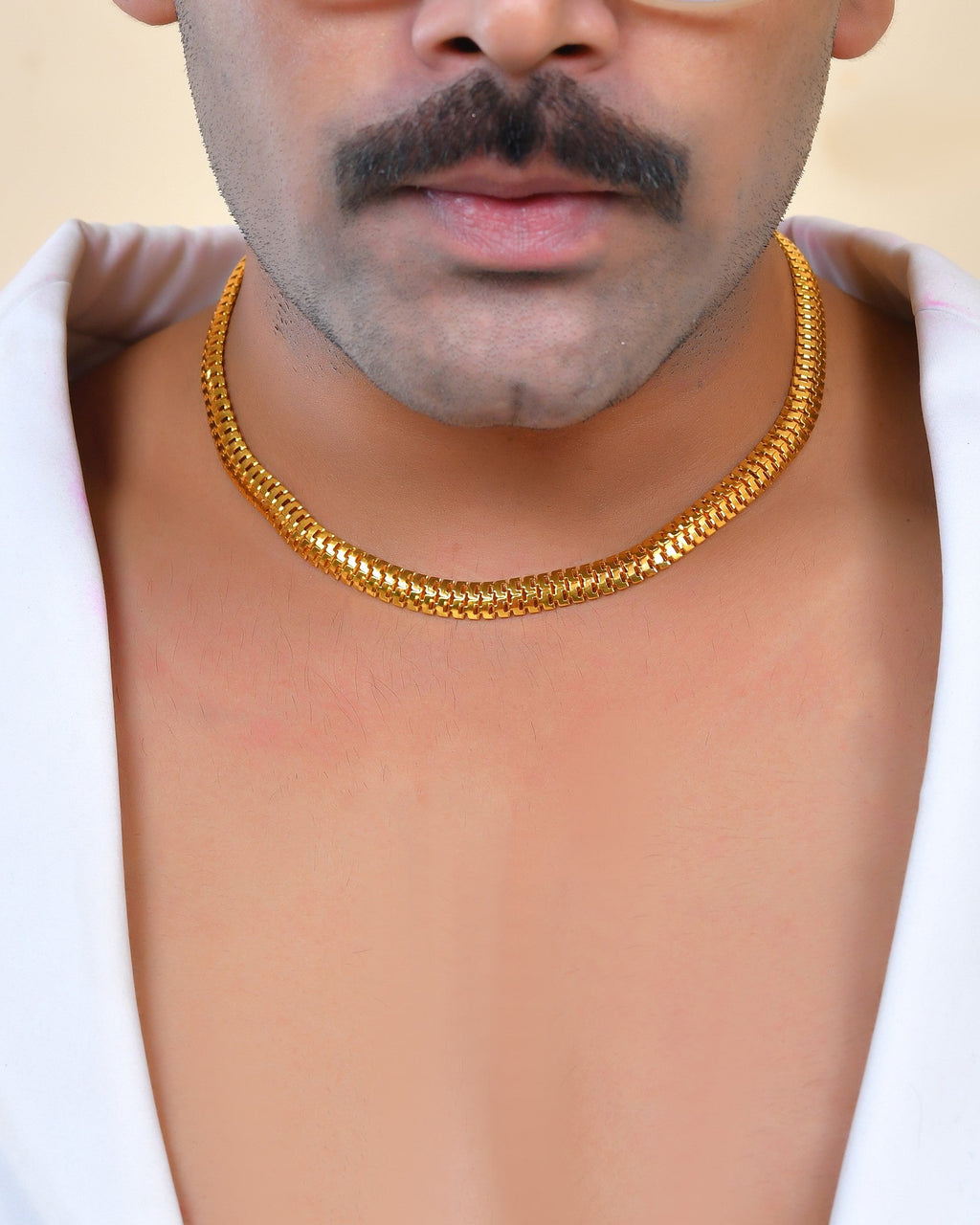 VOJ Stainless Steel Men Gold Polished Thick Chain