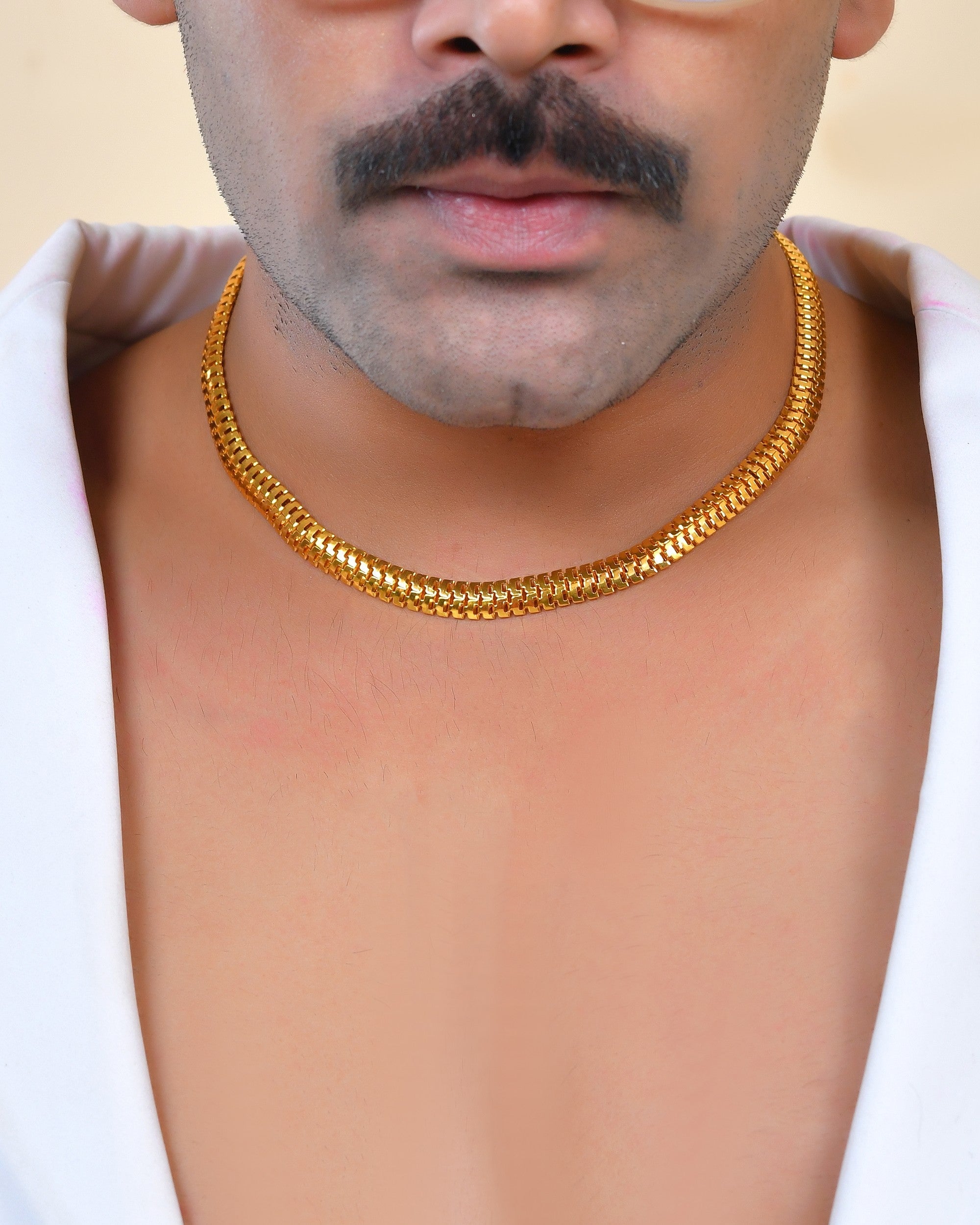 VOJ Stainless Steel Men Gold Polished Thick Chain