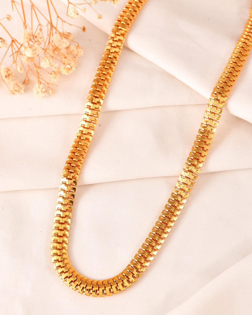 VOJ Stainless Steel Men Gold Polished Thick Chain