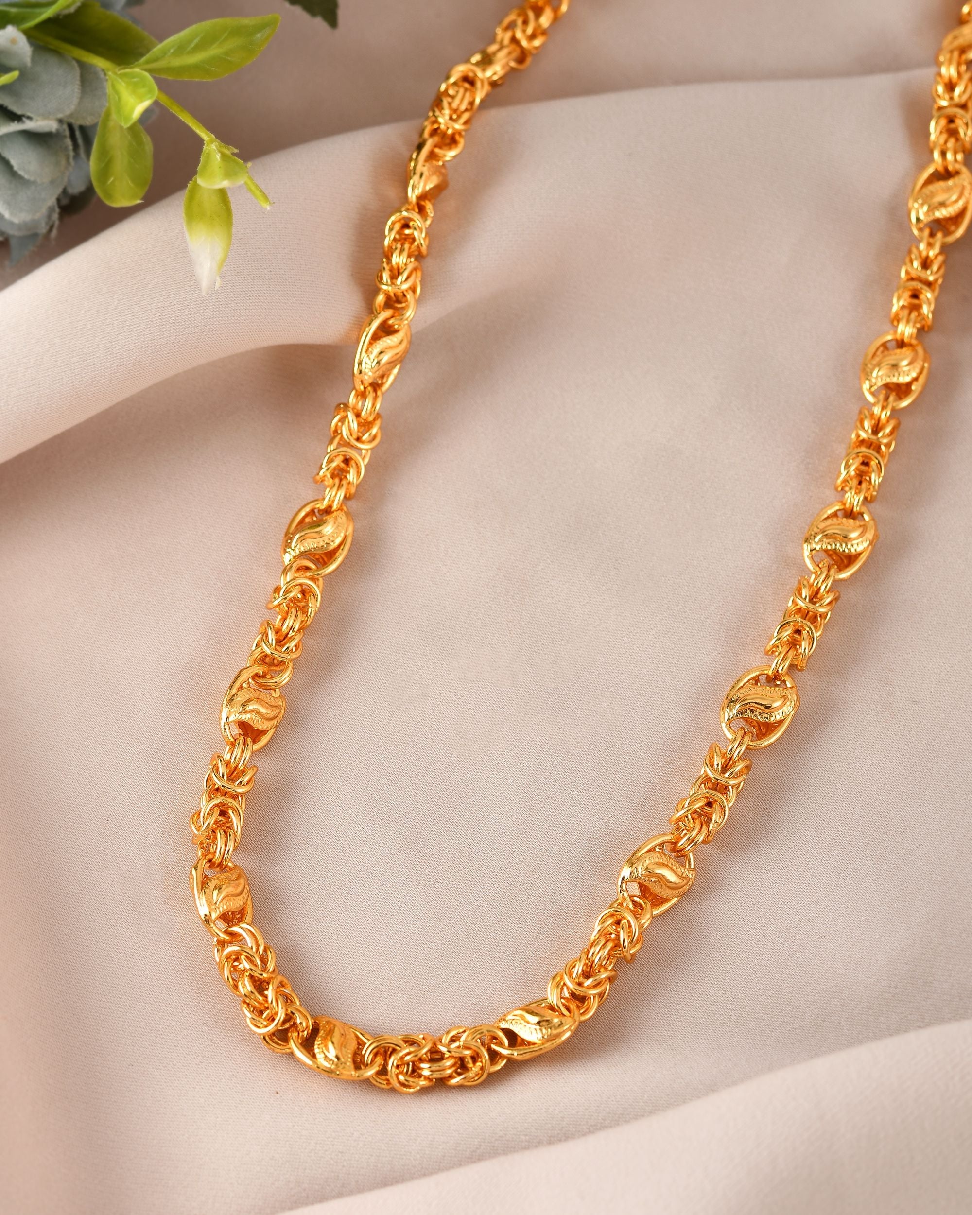 VOJ Gold Polished Designer Stainless Steel Chain For Men