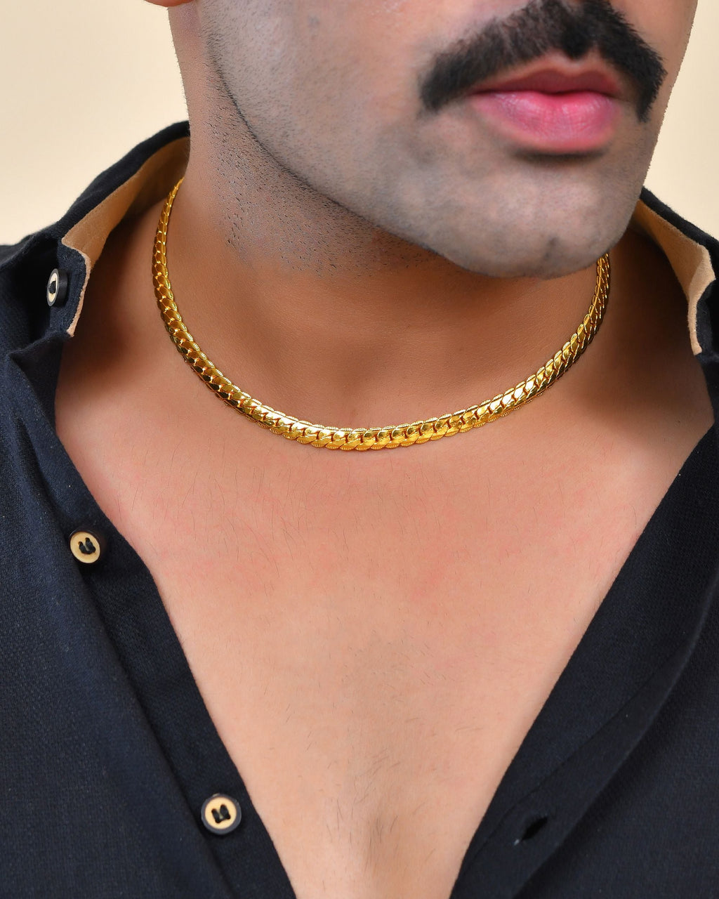 VOJ Gold Polished Stainless Steel Chain For Men