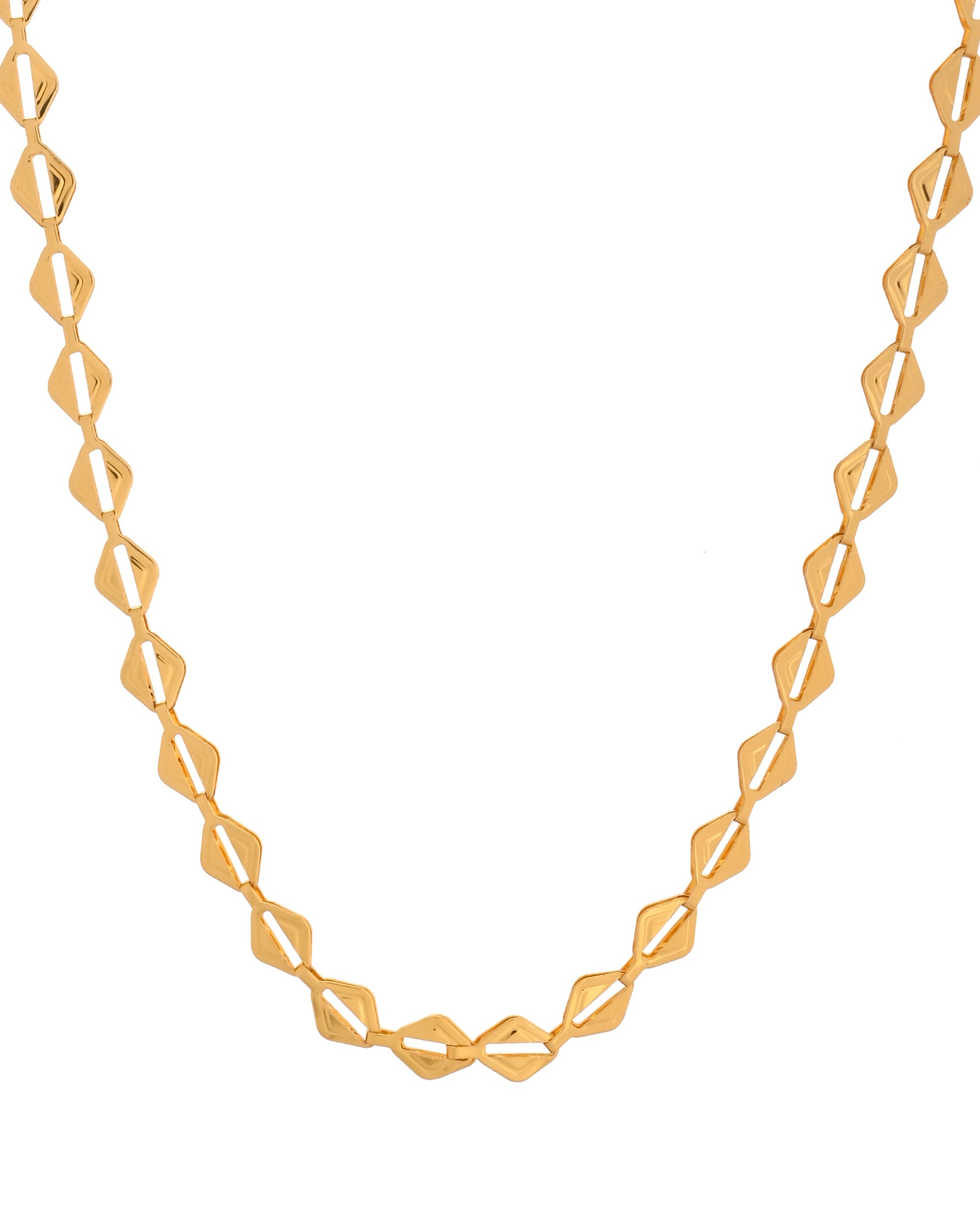 VOJ Gold Polished Geometrical Shaped Stainless Steel Chain For Women