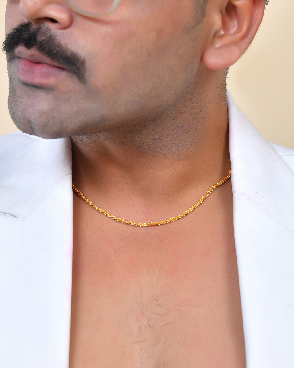 VOJ Men Gold Polished Twisted Stainless Steel Minimal Chain