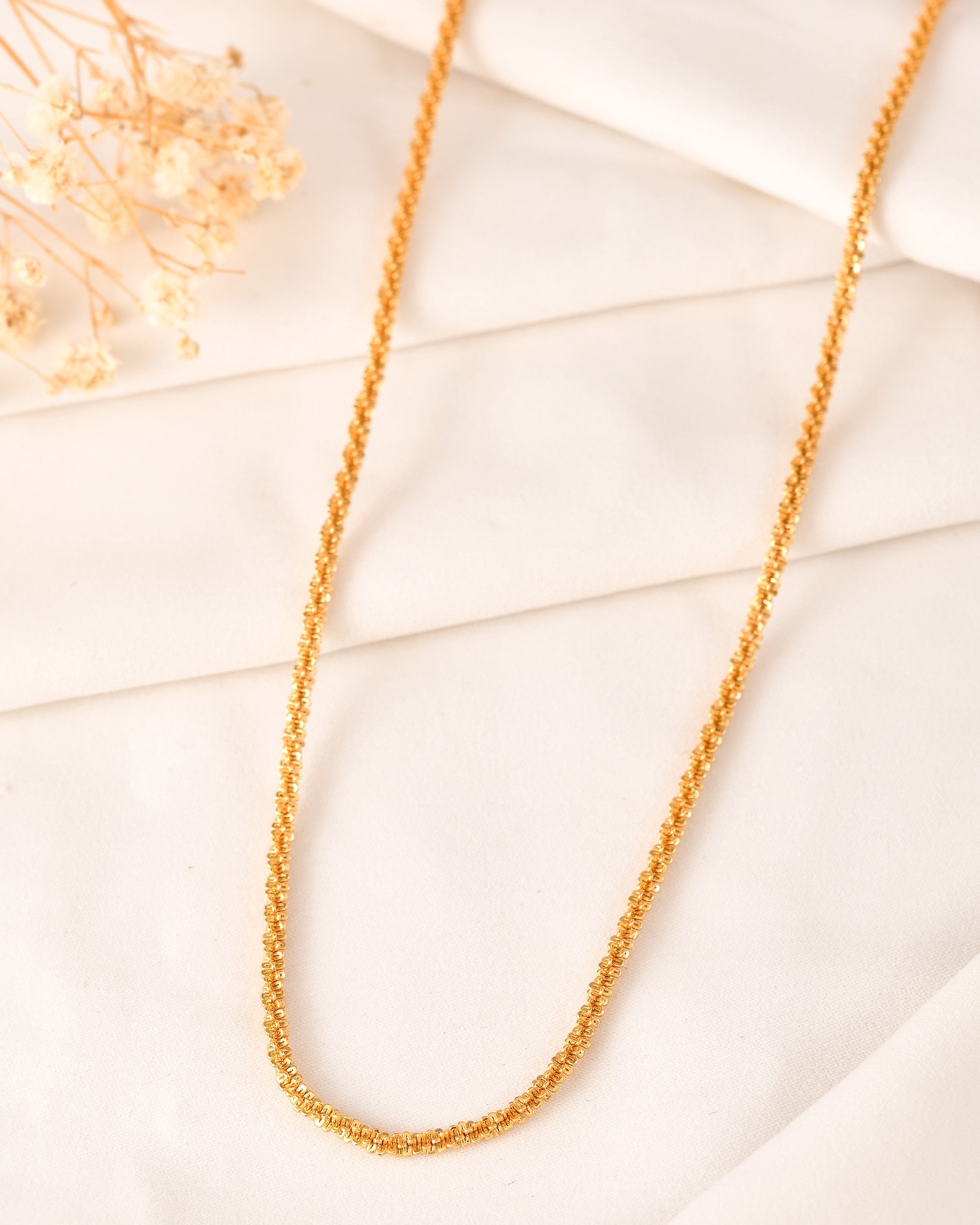 VOJ Men Gold Polished Twisted Stainless Steel Minimal Chain
