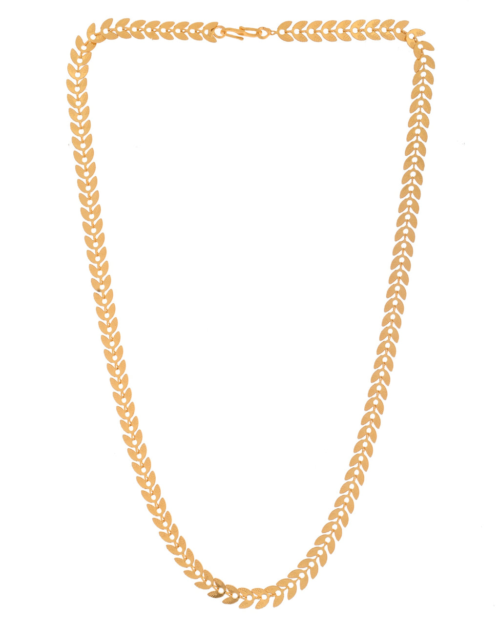 VOJ Gold Polished Filled Leaf Shaped Chain For Women