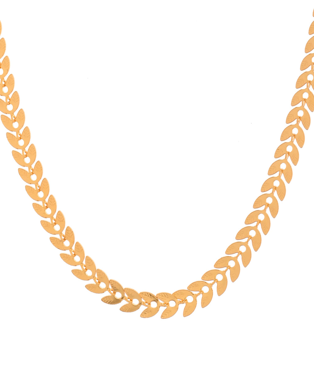 VOJ Gold Polished Filled Leaf Shaped Chain For Women