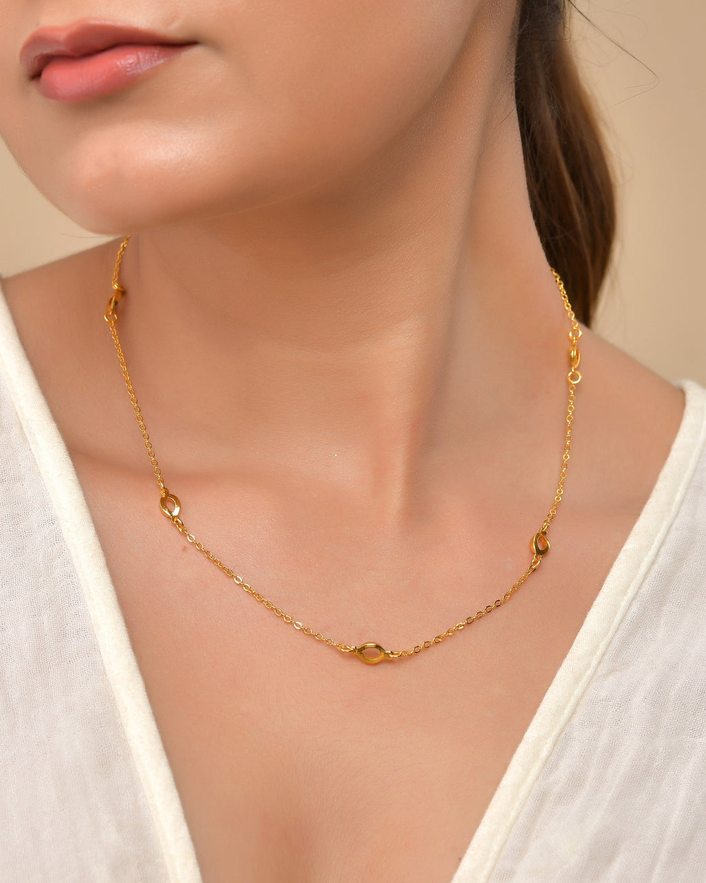 VOJ Gold Polished Minimal Designer Chain For Women