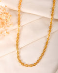VOJ Gold Polished Oval Shaped Designer Chain For Women