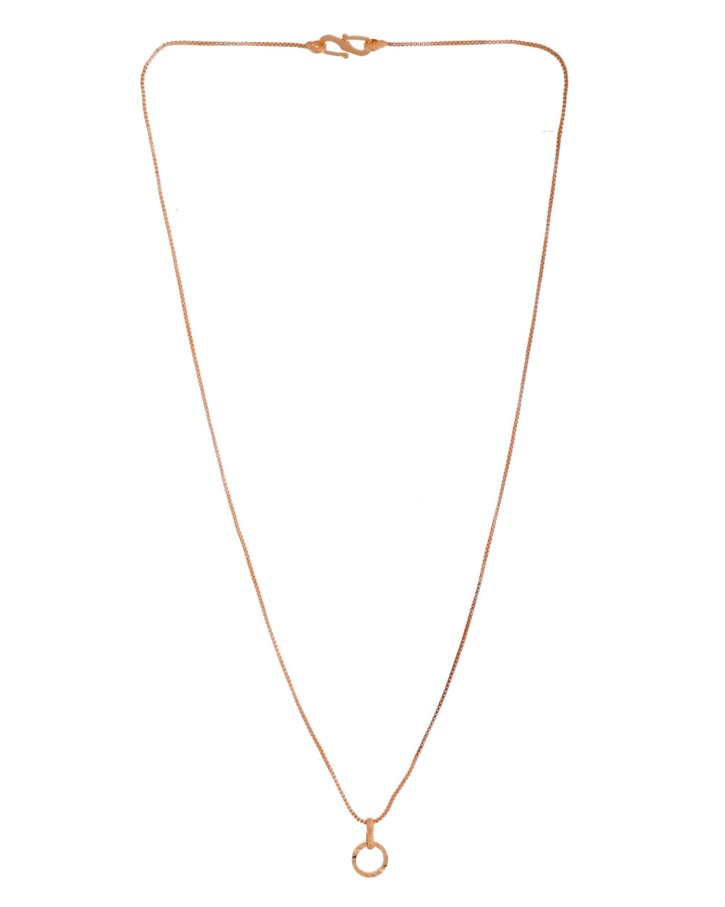 VOJ Rose Gold Polished Chain With Small Circular Pendant