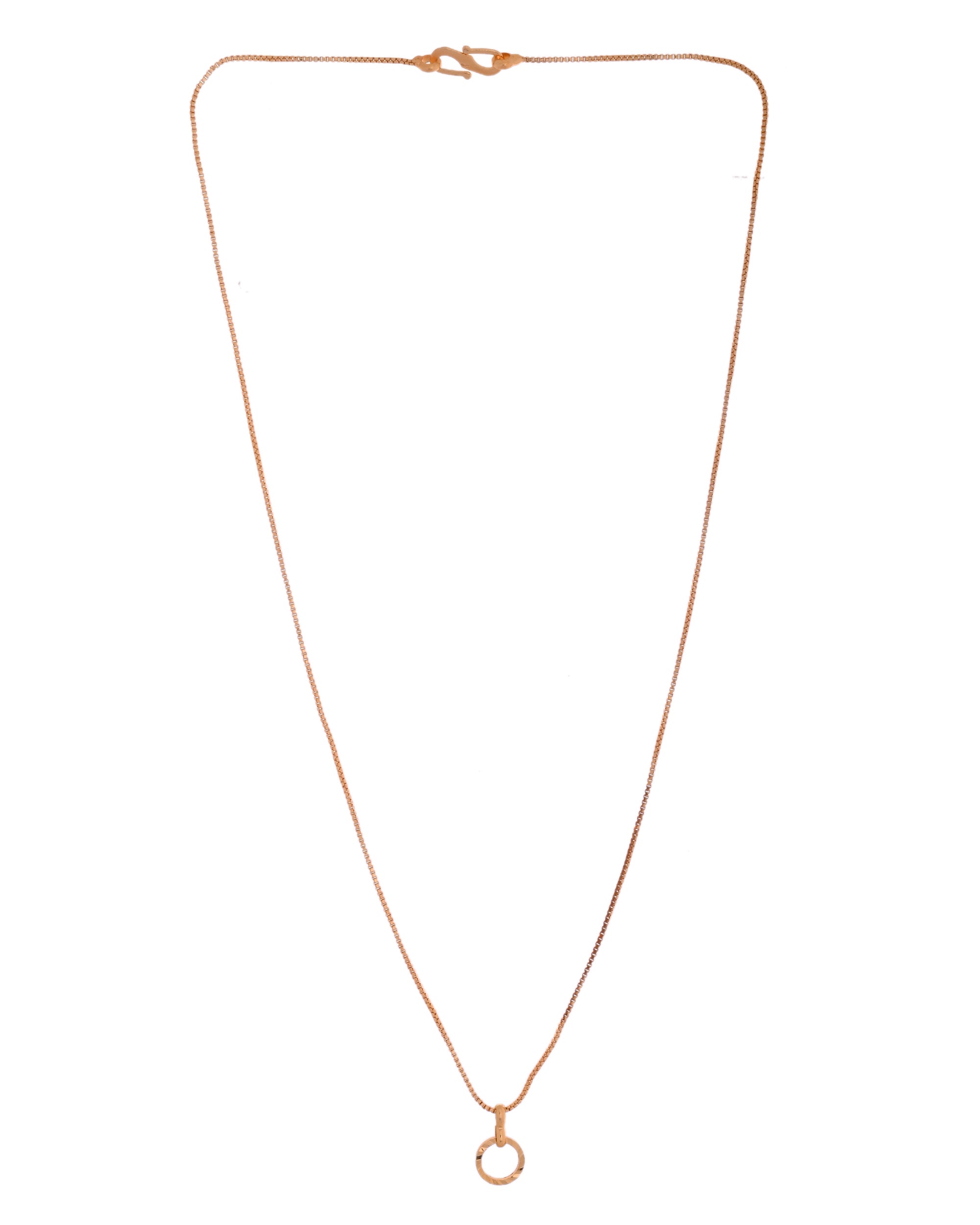 VOJ Rose Gold Polished Chain With Small Circular Pendant