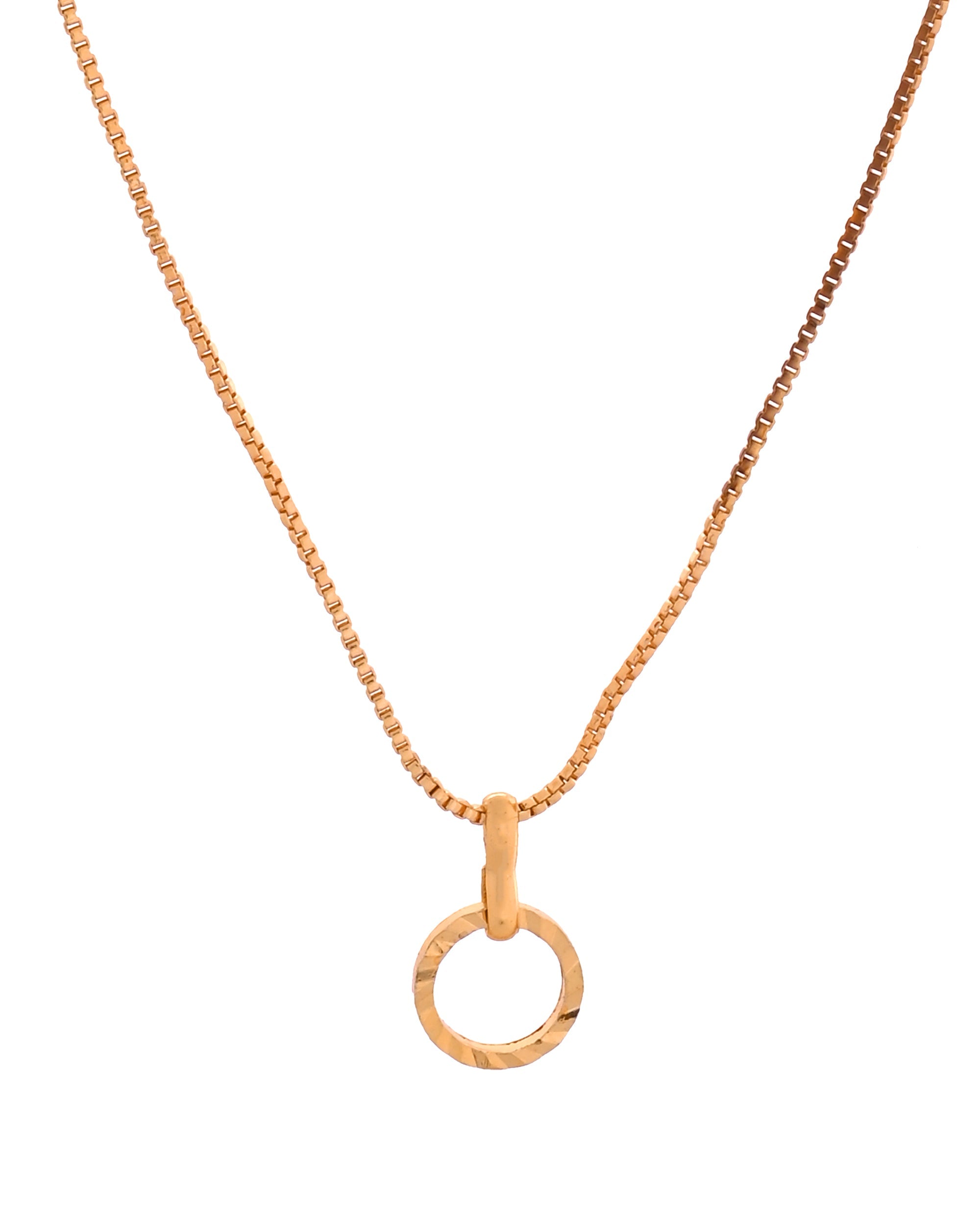 VOJ Rose Gold Polished Chain With Small Circular Pendant