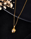 VOJ Gold Polished Chain With Fish Shaped Stone Studded Pendant