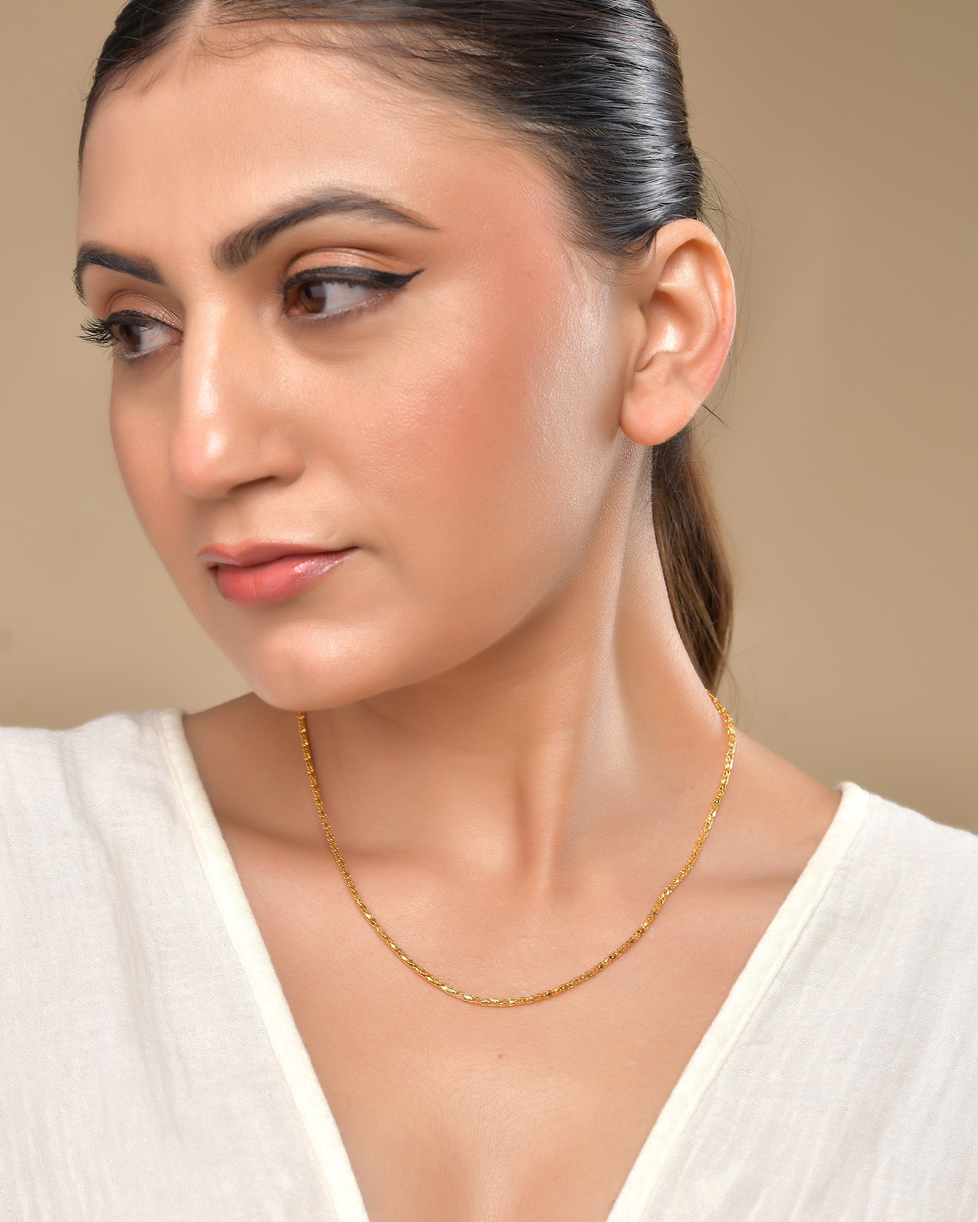 VOJ Women Gold Polished Stainless Steel Simple Chain