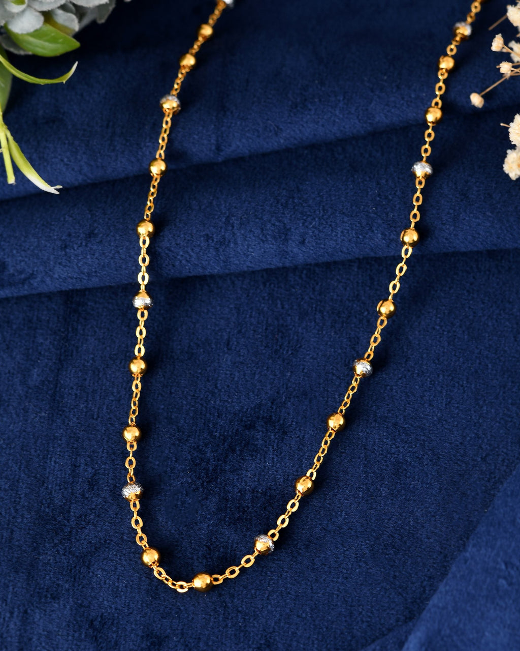 VOJ Stainless Steel Dual Toned Ball Chain For Women