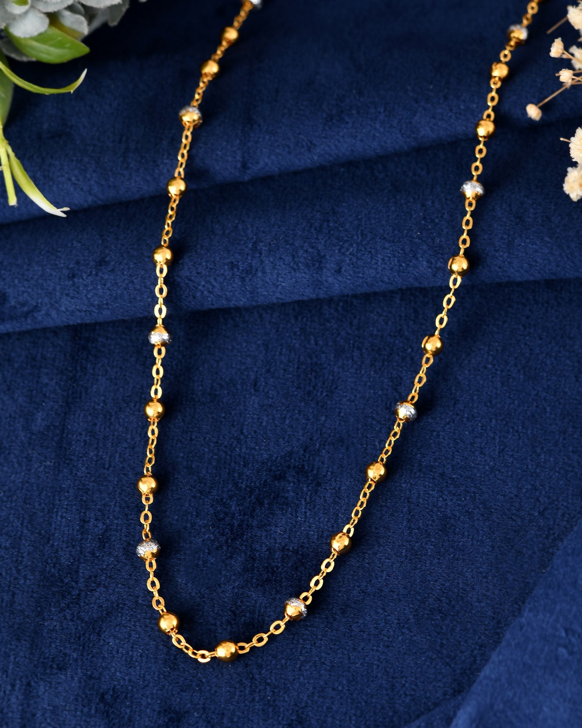 VOJ Stainless Steel Dual Toned Ball Chain For Women