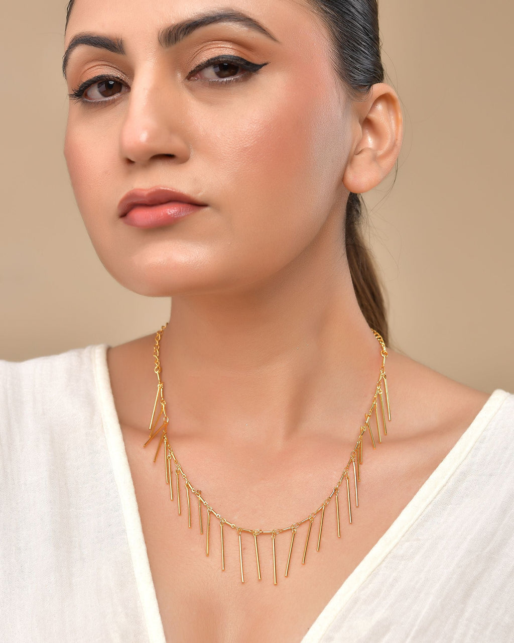 VOJ Women Gold Polished Statement Necklace