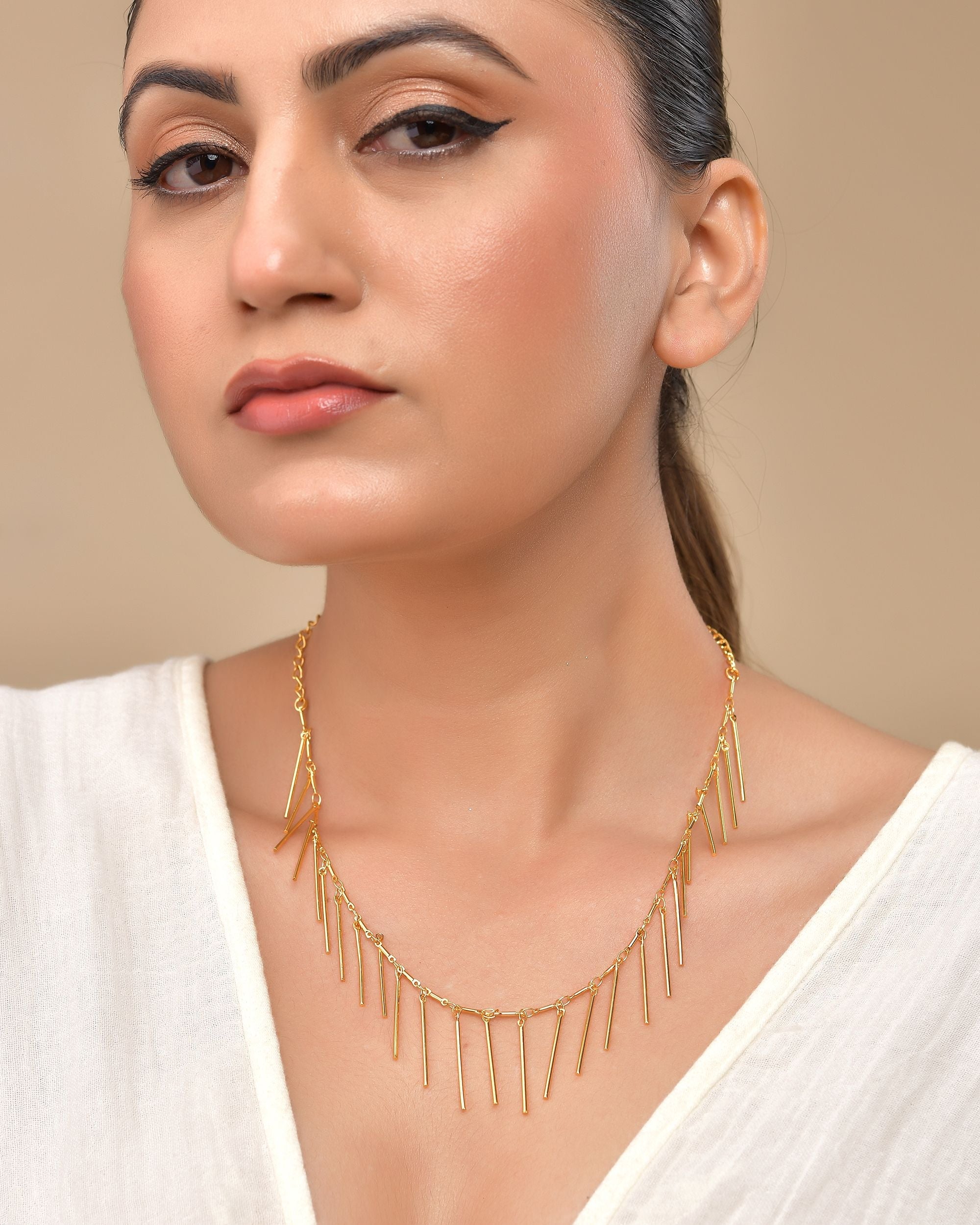 VOJ Women Gold Polished Statement Necklace