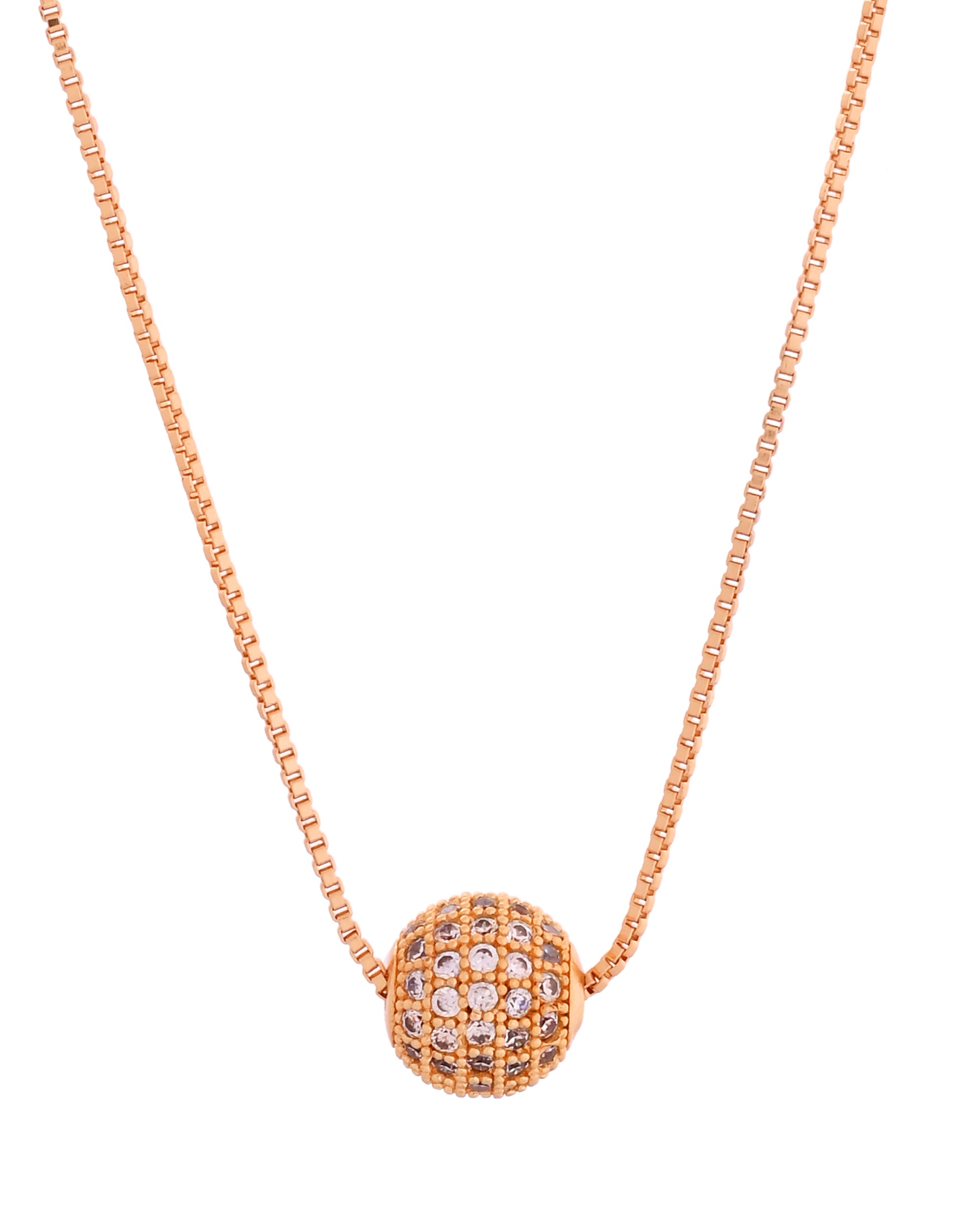 VOJ Gold Polished Women Stone Studded Designer Chain