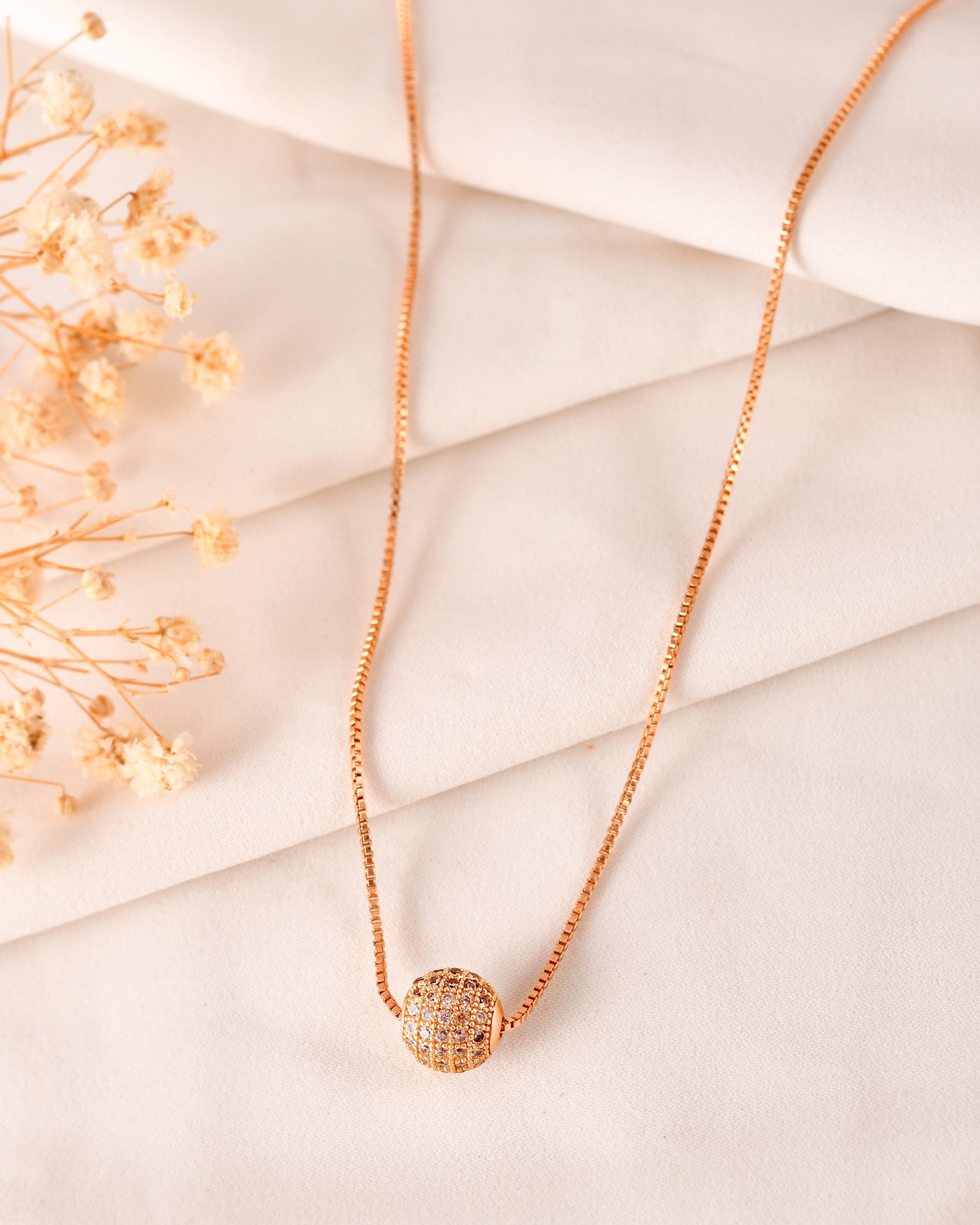 VOJ Gold Polished Women Stone Studded Designer Chain