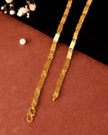 VOJ Stainless Steel Gold Polished Biscuit Shaped Classic Chain