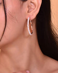 VOJ White Pearl Gold-Polished Hoops Earrings