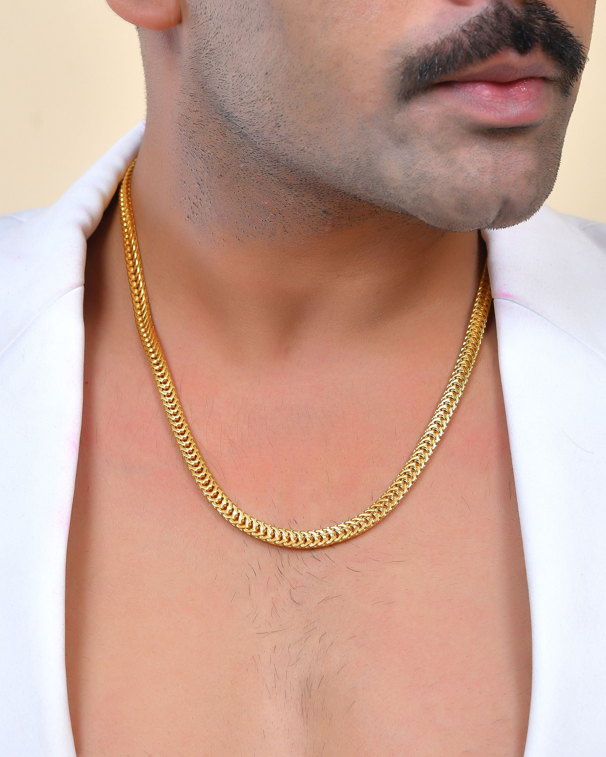 VOJ Stainless Steel Classic Linked Gold Polished Chain