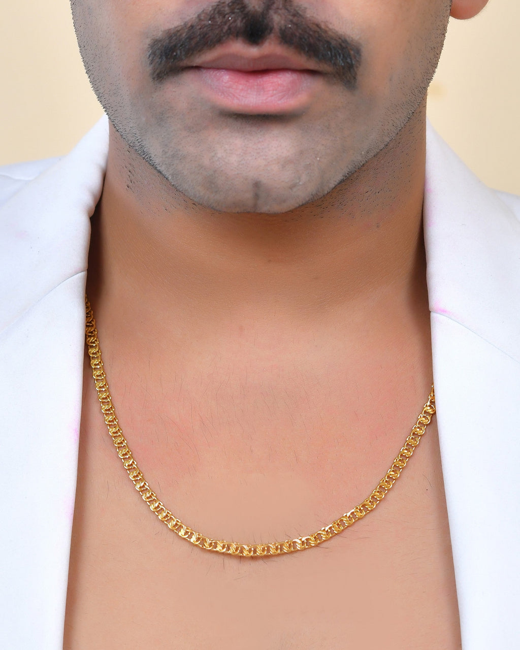 VOJ Stainless Steel Designer Gold Polished Chain For Men