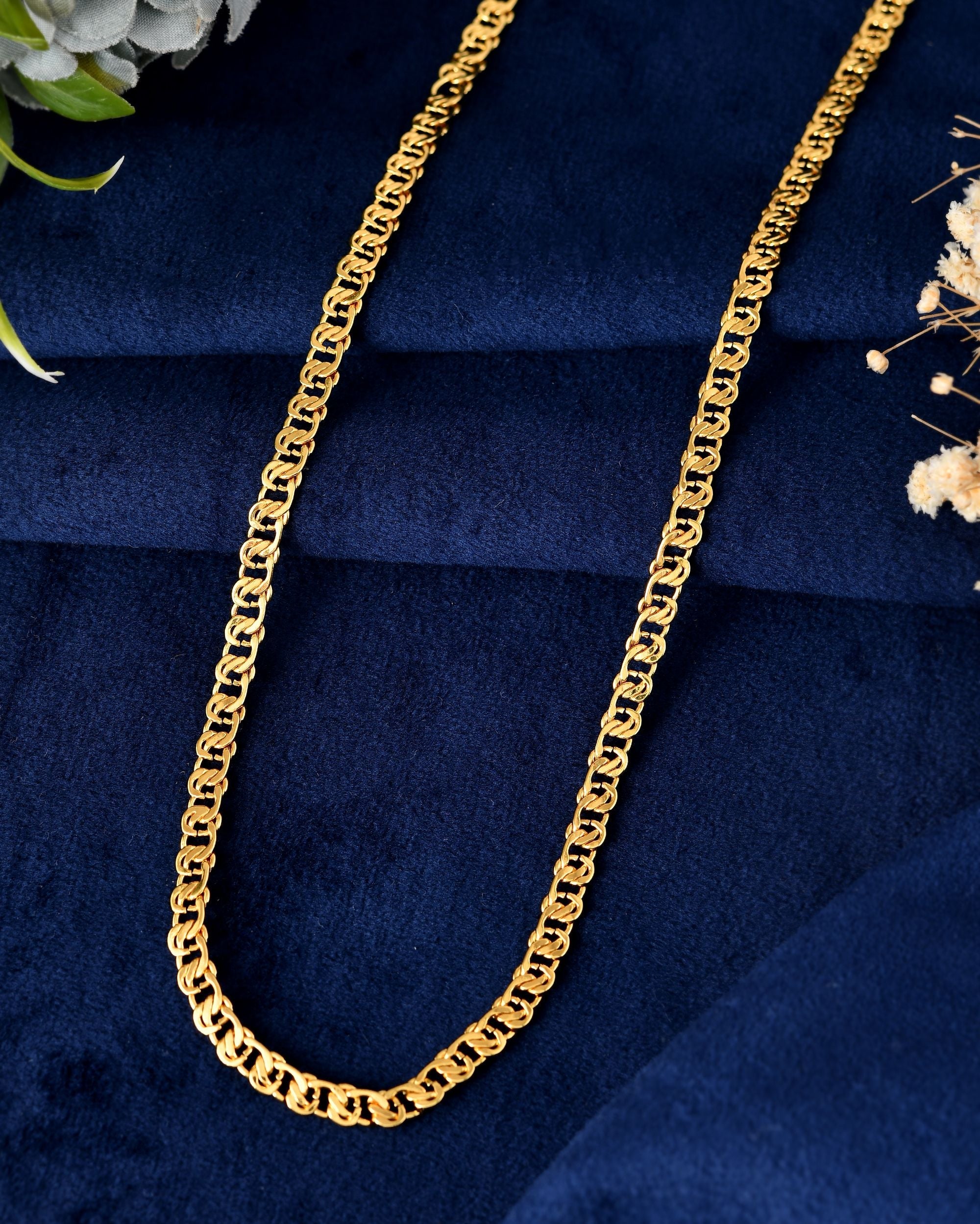 VOJ Stainless Steel Designer Gold Polished Chain For Men