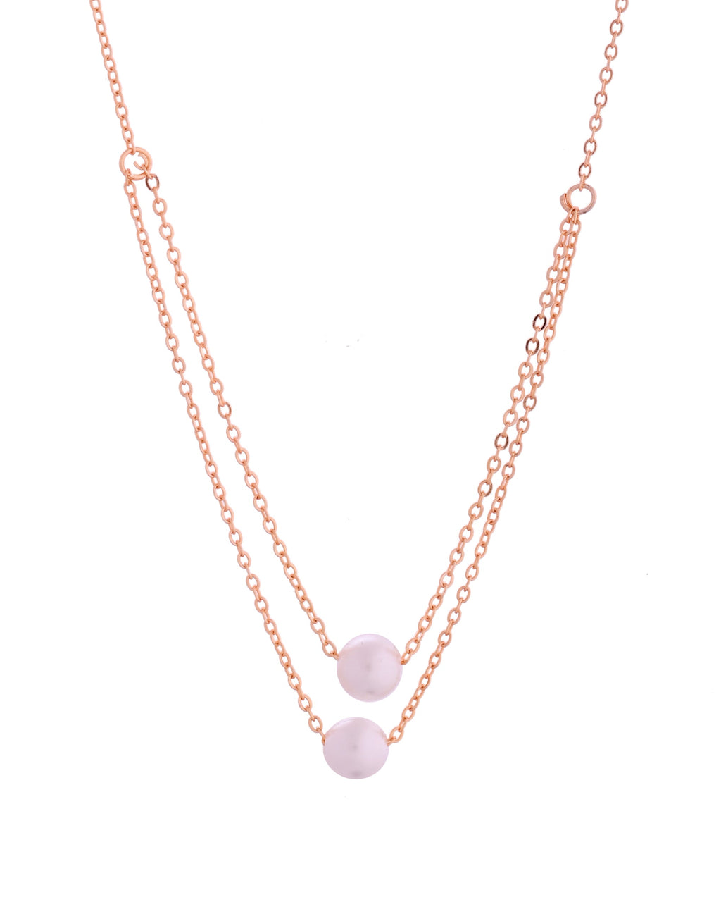 VOJ Gold Polished Pearl Studded Multi Layer Chain