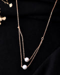 VOJ Gold Polished Pearl Studded Multi Layer Chain