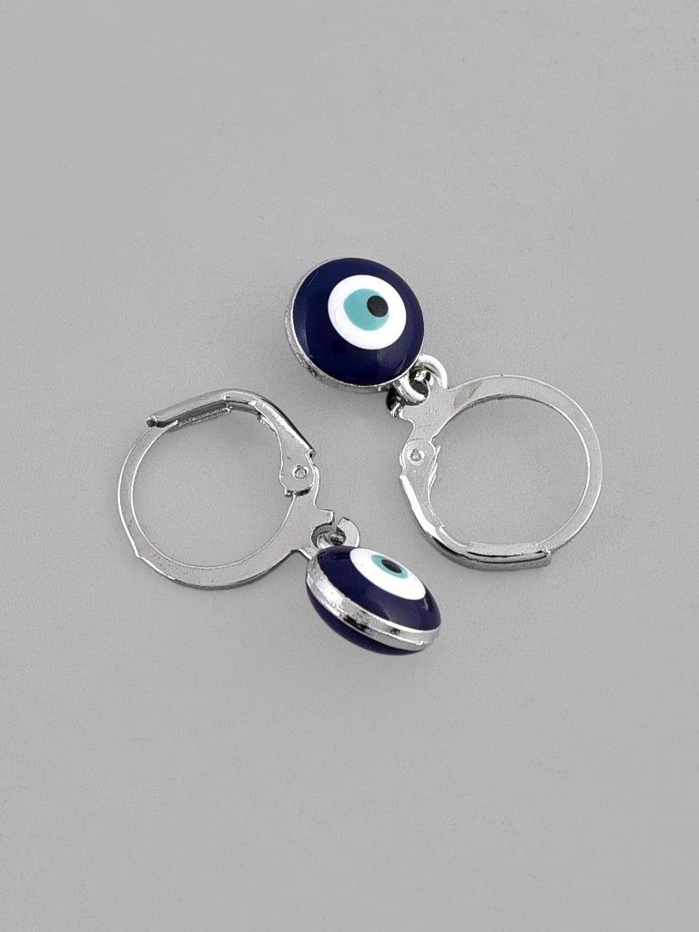VOJ Silver Plated Contemporary Evel Eye Drop Earrings