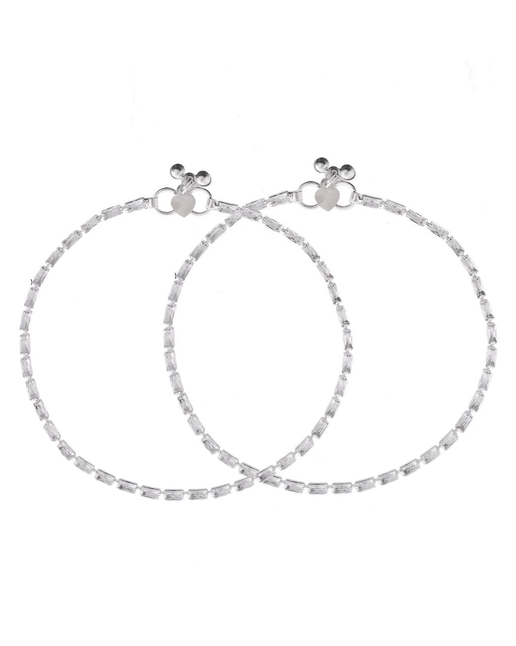 VOJ Set Of 2 Silver Plated Stone Studded Anklet