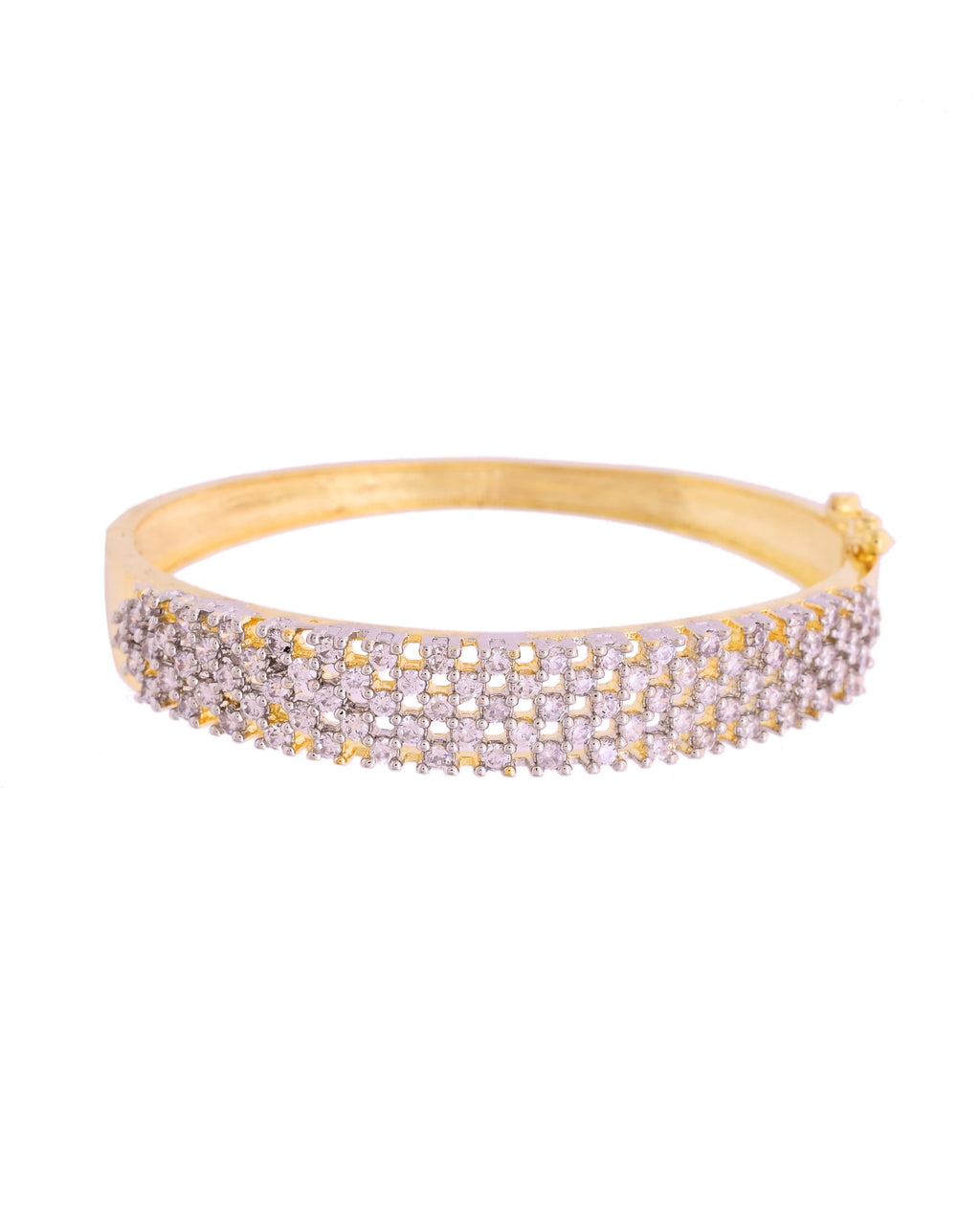 VOJ Women Gold Polished Cz Studded Kada Bracelet