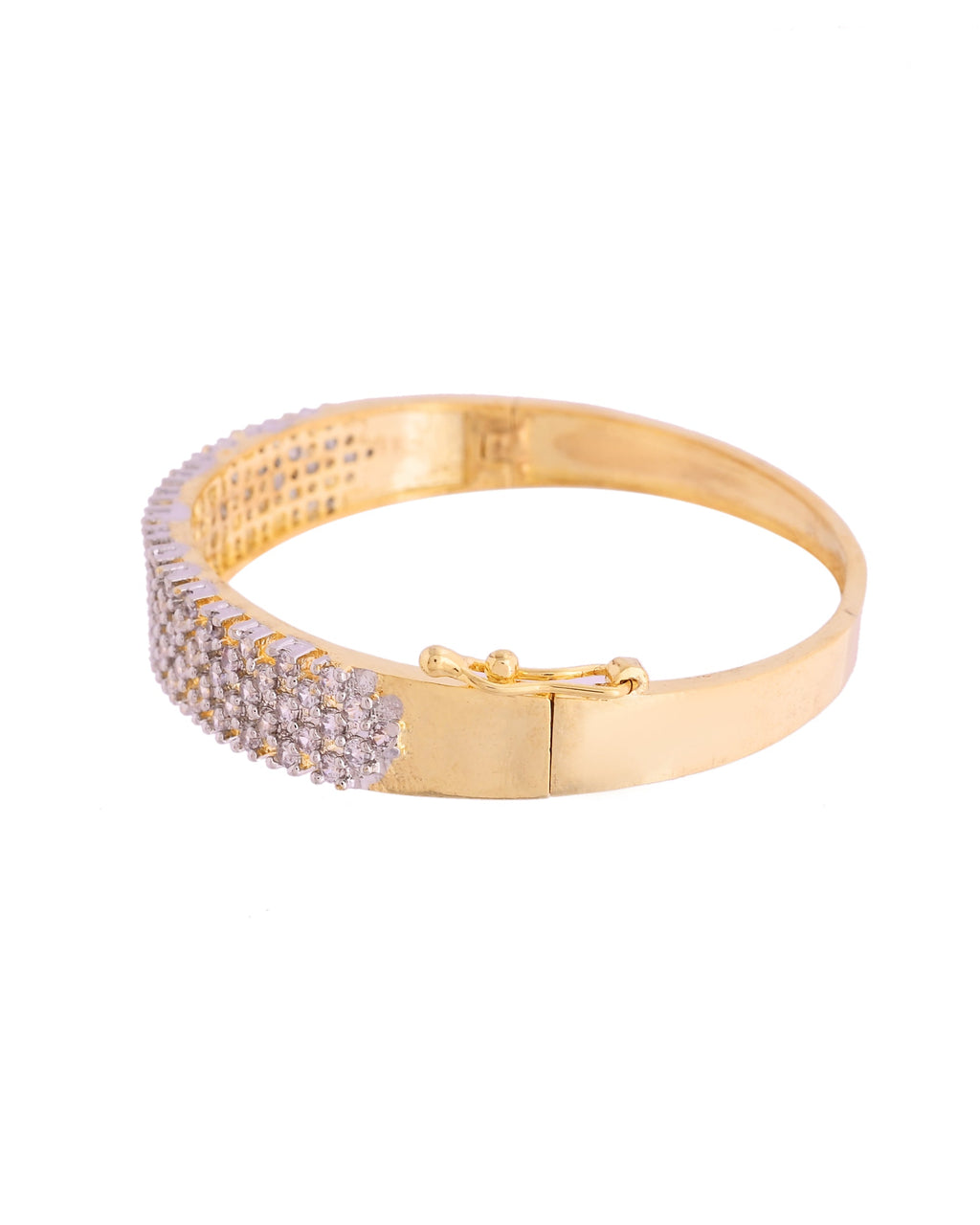 VOJ Women Gold Polished Cz Studded Kada Bracelet