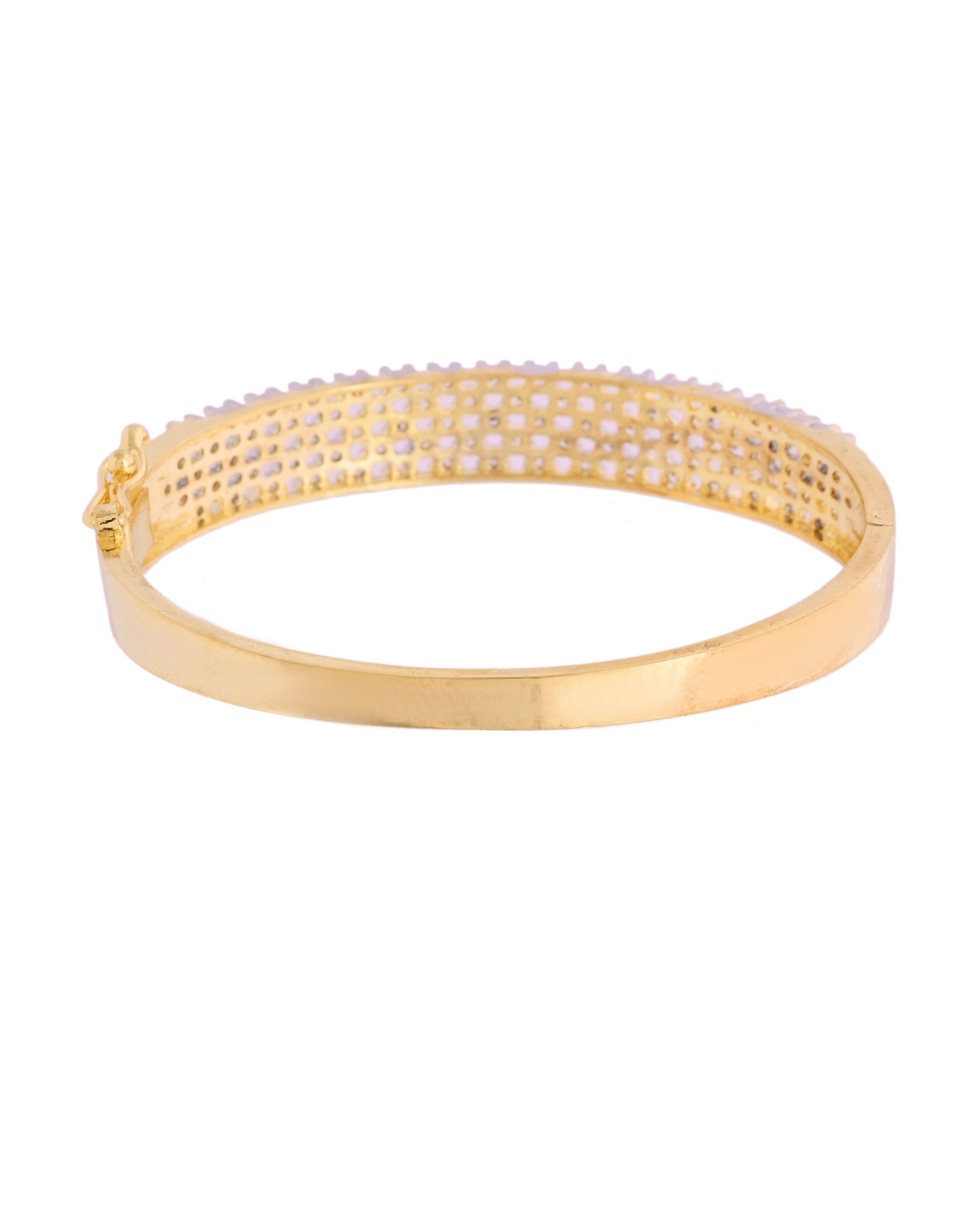 VOJ Women Gold Polished Cz Studded Kada Bracelet