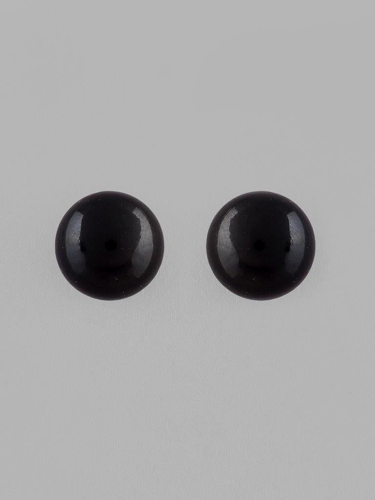 VOJ Black Circular Studs Earrings