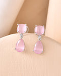 VOJ Silver Plated Red Stone Studded Studs Earrings