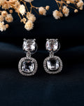 VOJ Silver Plated Stone Geometrical Shaped Earrings