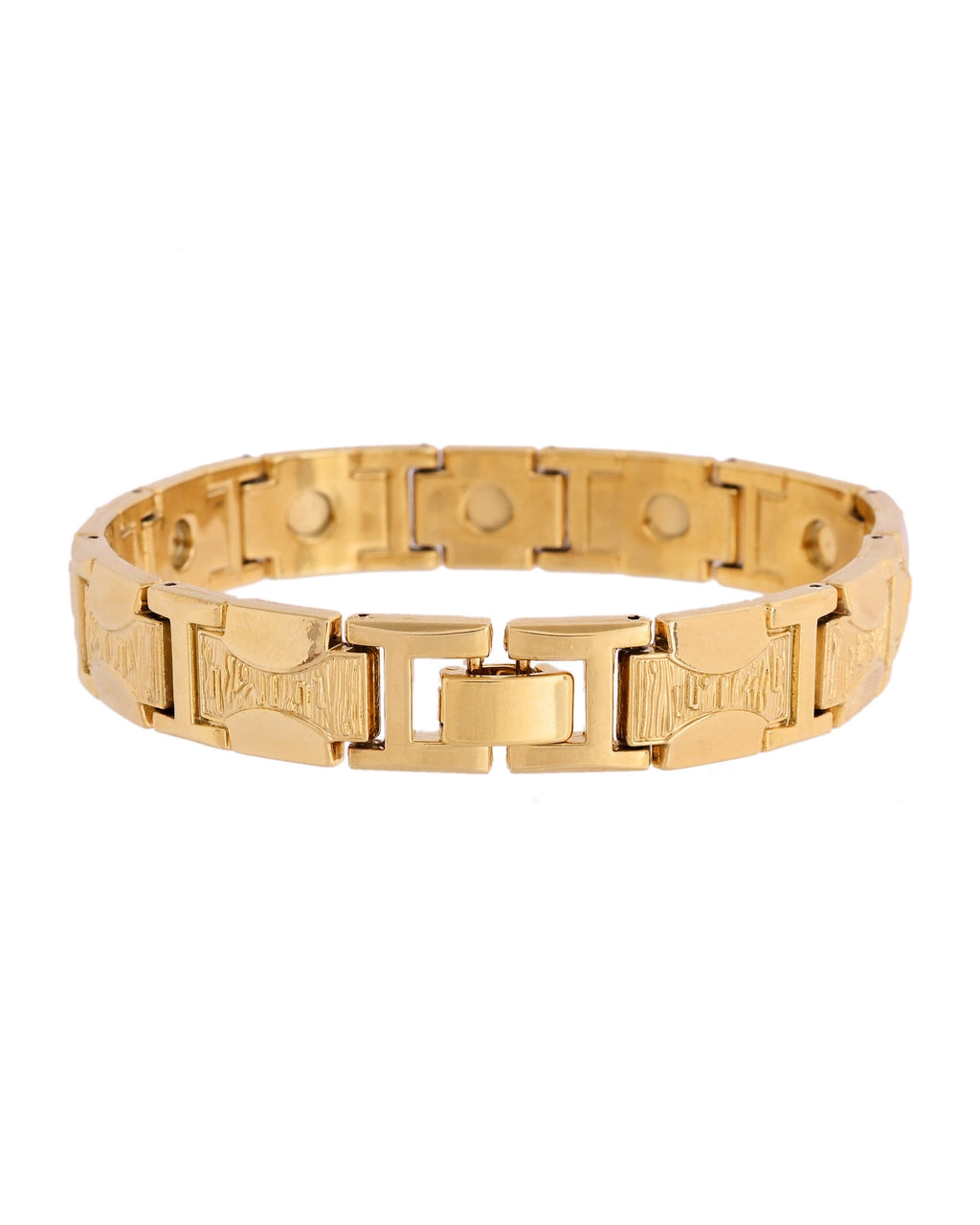VOJ Men Gold Polished Designer Stainless Steel Bracelet