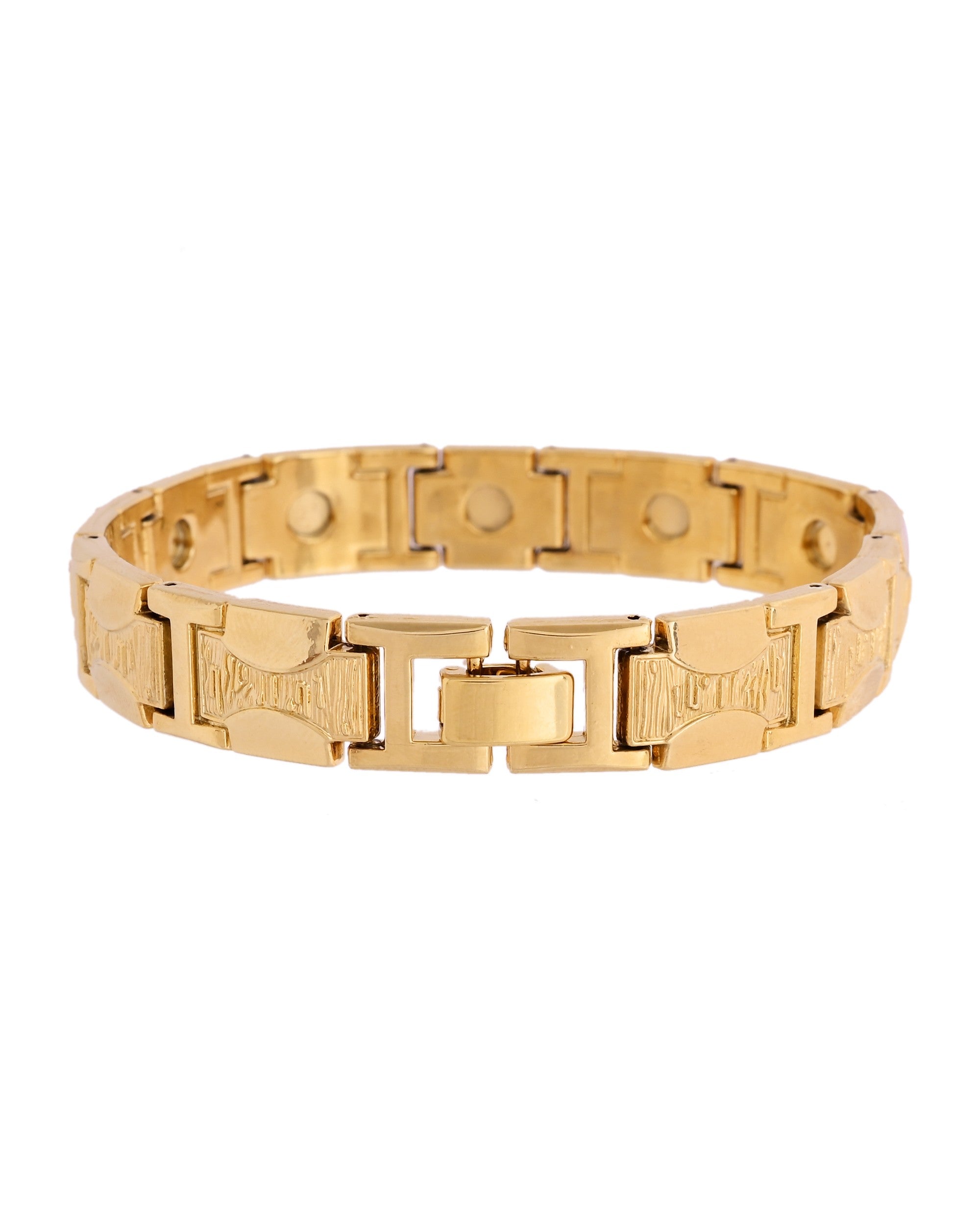 VOJ Men Gold Polished Designer Stainless Steel Bracelet