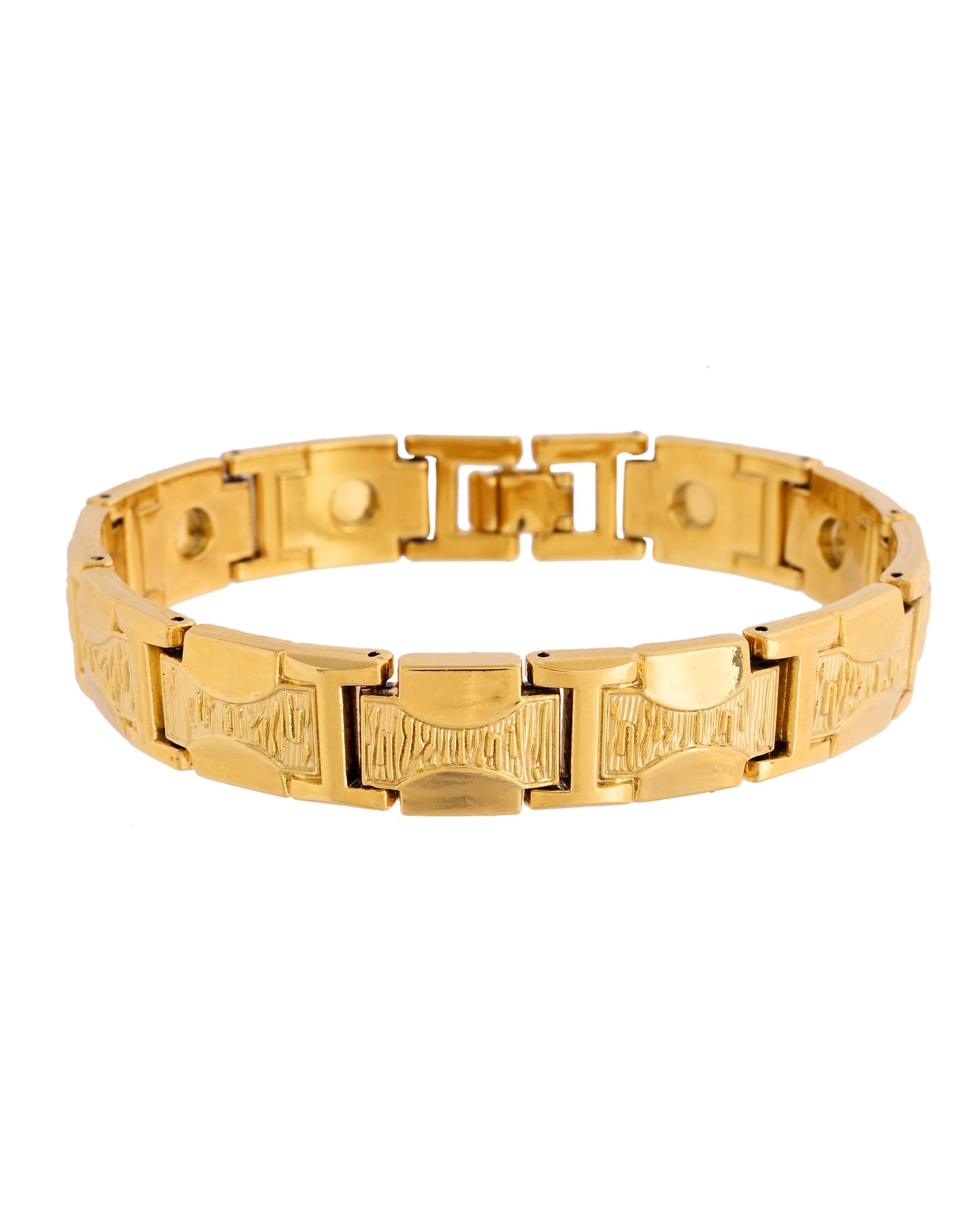 VOJ Men Gold Polished Designer Stainless Steel Bracelet