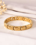 VOJ Men Gold Polished Designer Stainless Steel Bracelet