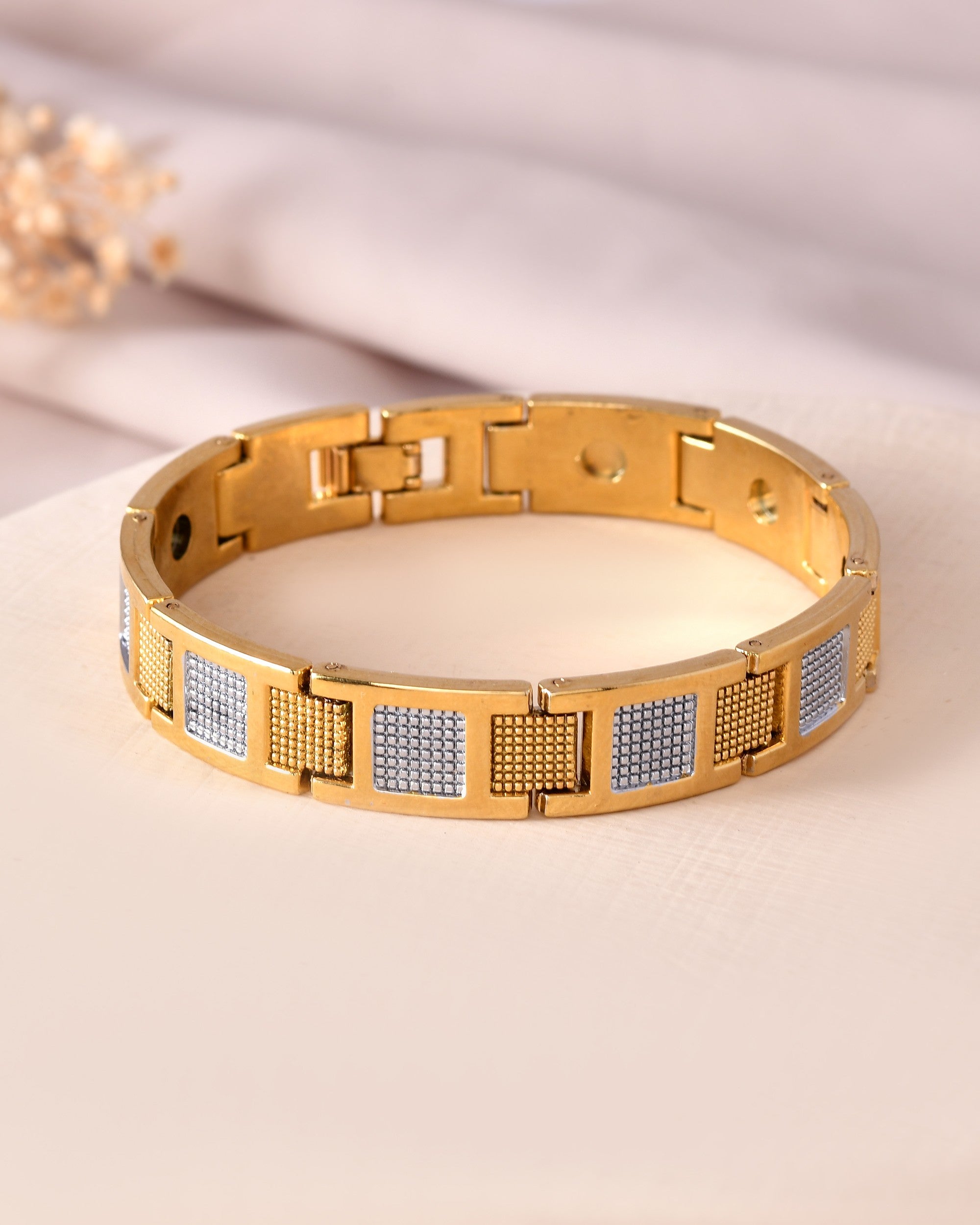 VOJ Men Dual Toned Stylish Stainless Steel Bracelet