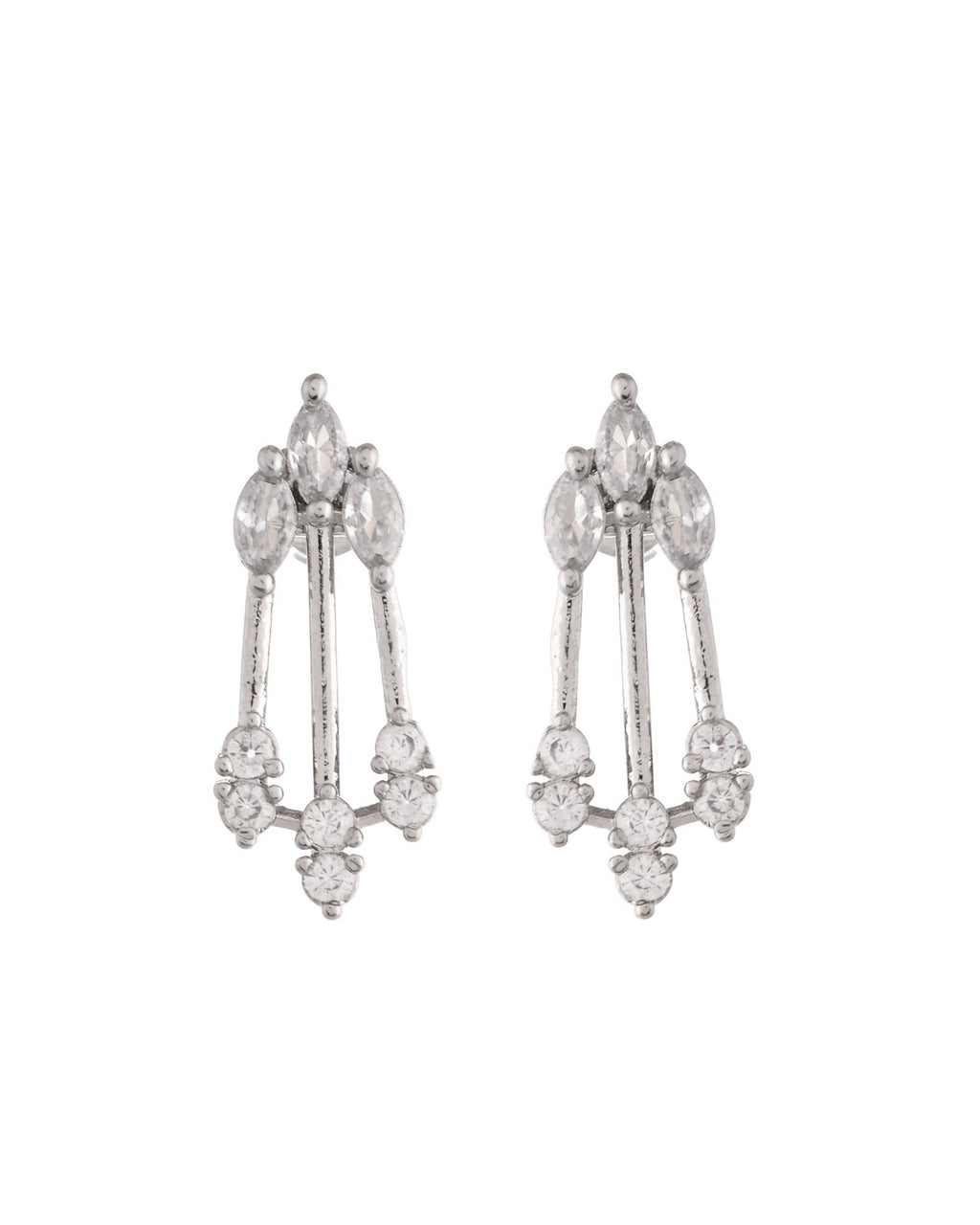 VOJ Silver Plated Ad Stone Studded Elegant Minimal Jewellery Set
