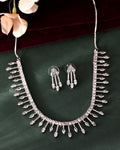 VOJ Silver Plated Ad Stone Studded Elegant Minimal Jewellery Set