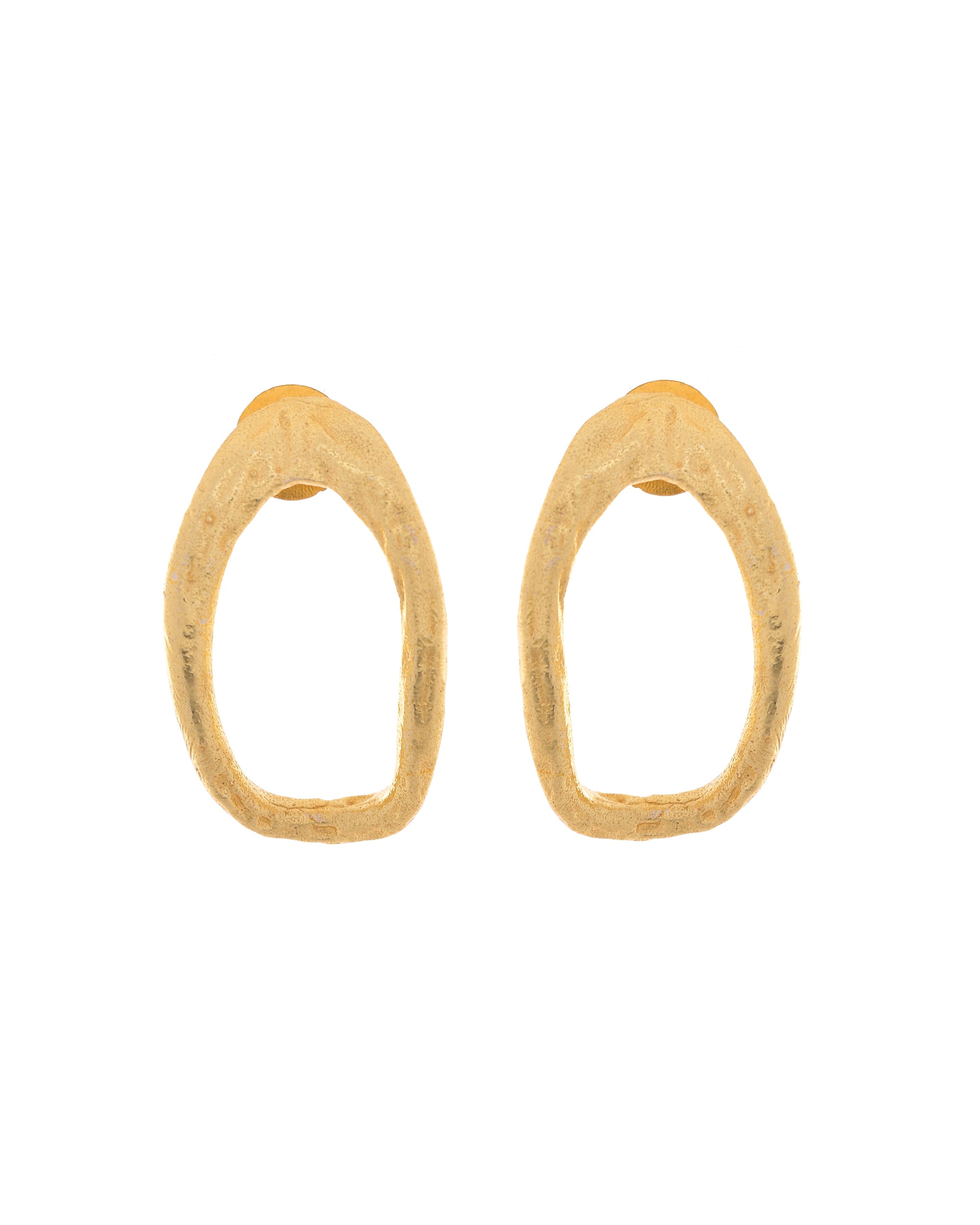 VOJ Gold Polished Anti Tarnished Oval Shaped Studs Earrings