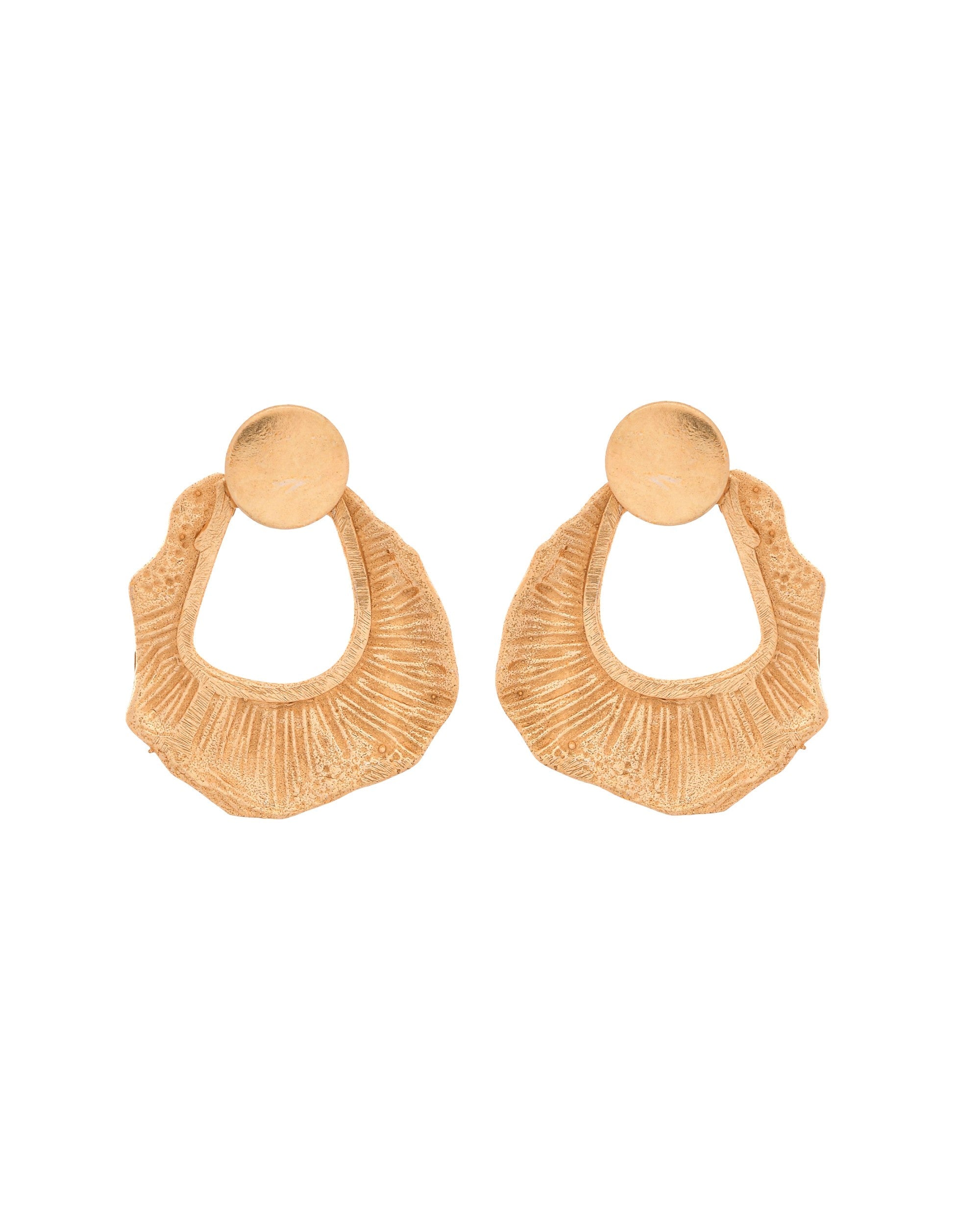 VOJ Gold Polished Anti Tarnished Designer Studs Earrings
