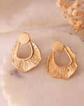 VOJ Gold Polished Anti Tarnished Designer Studs Earrings