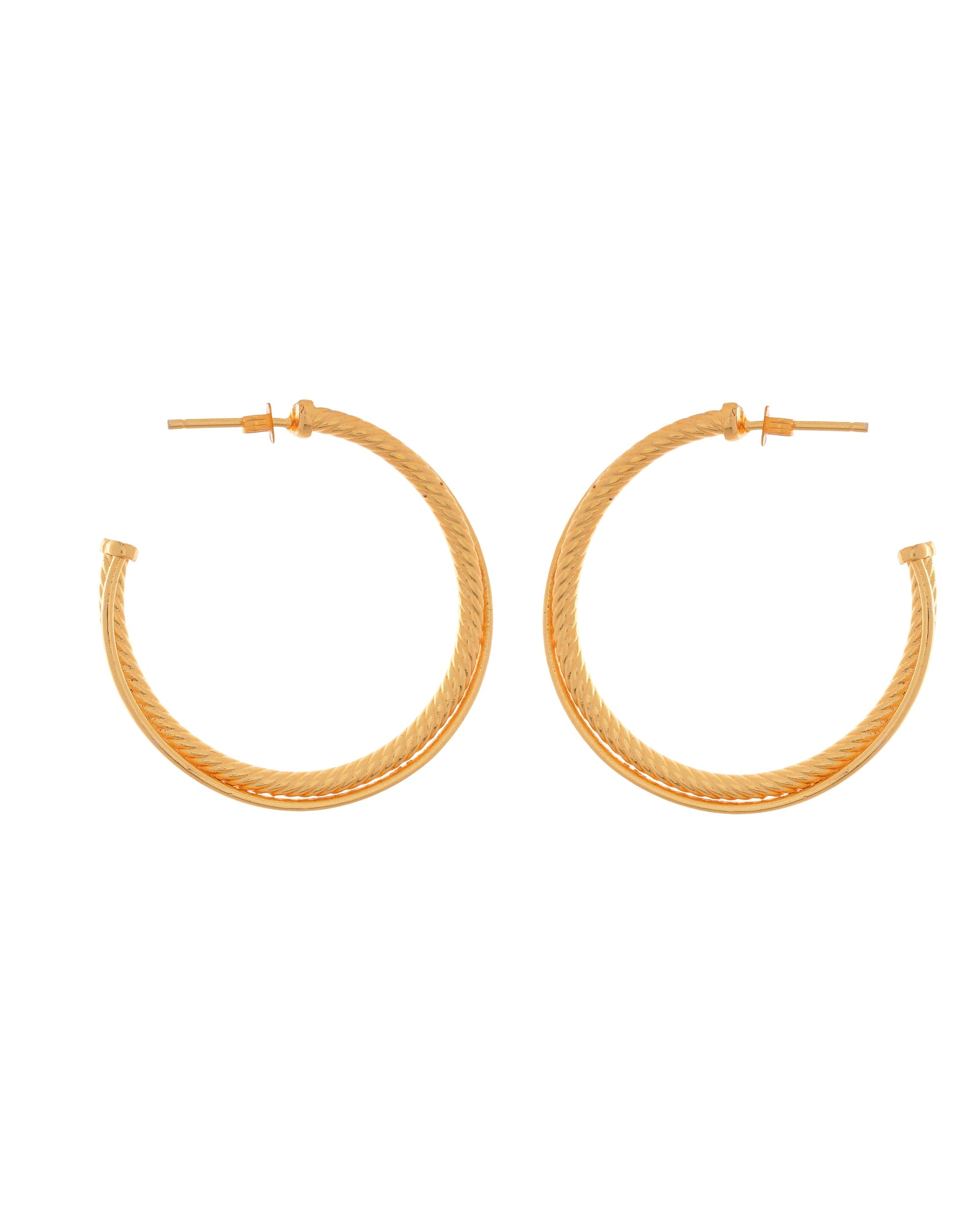 VOJ Gold Polished Anti Tarnished Hoops Earrings