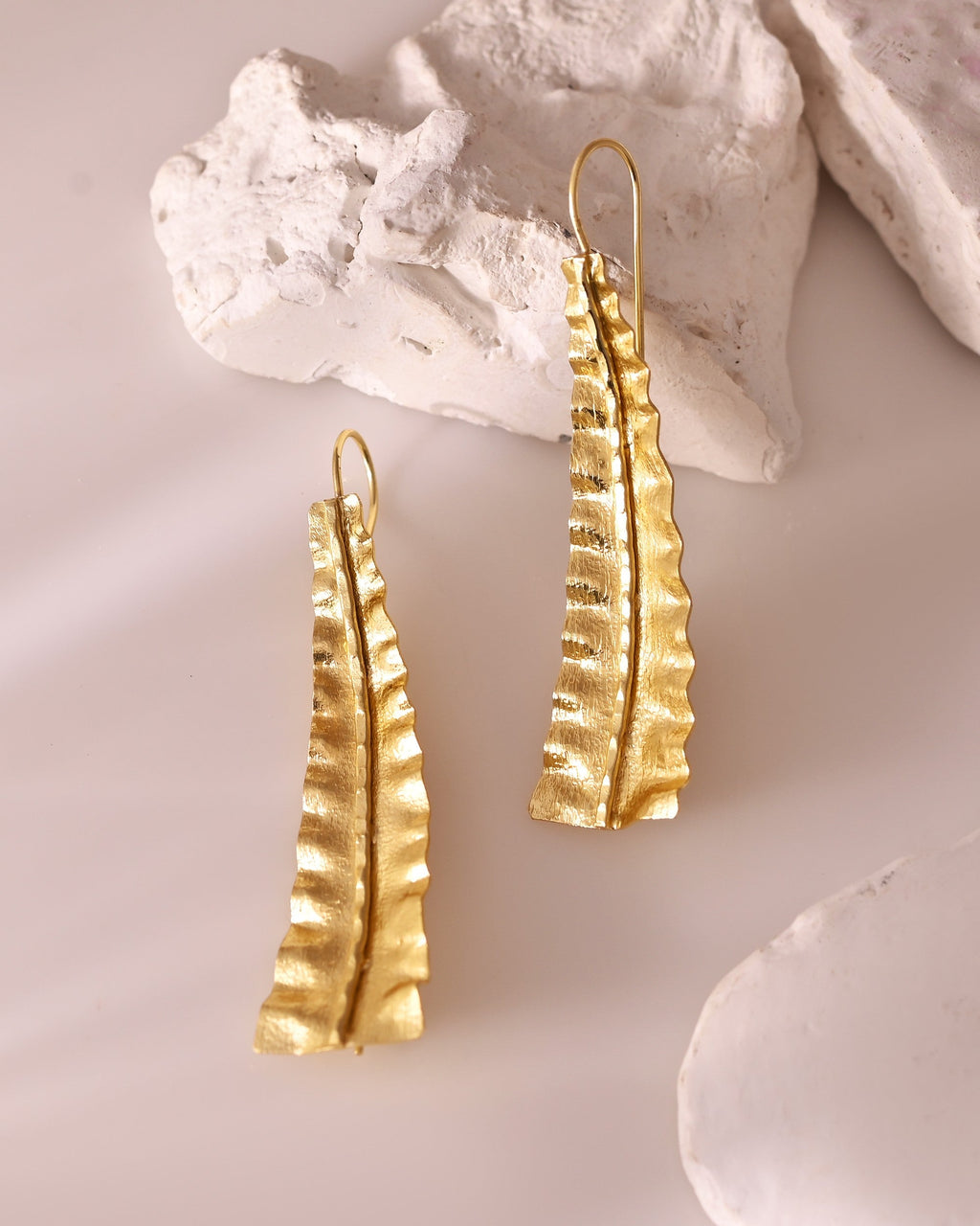 VOJ Gold Polished Anti Tarnished Elegant Designer Drop Earrings
